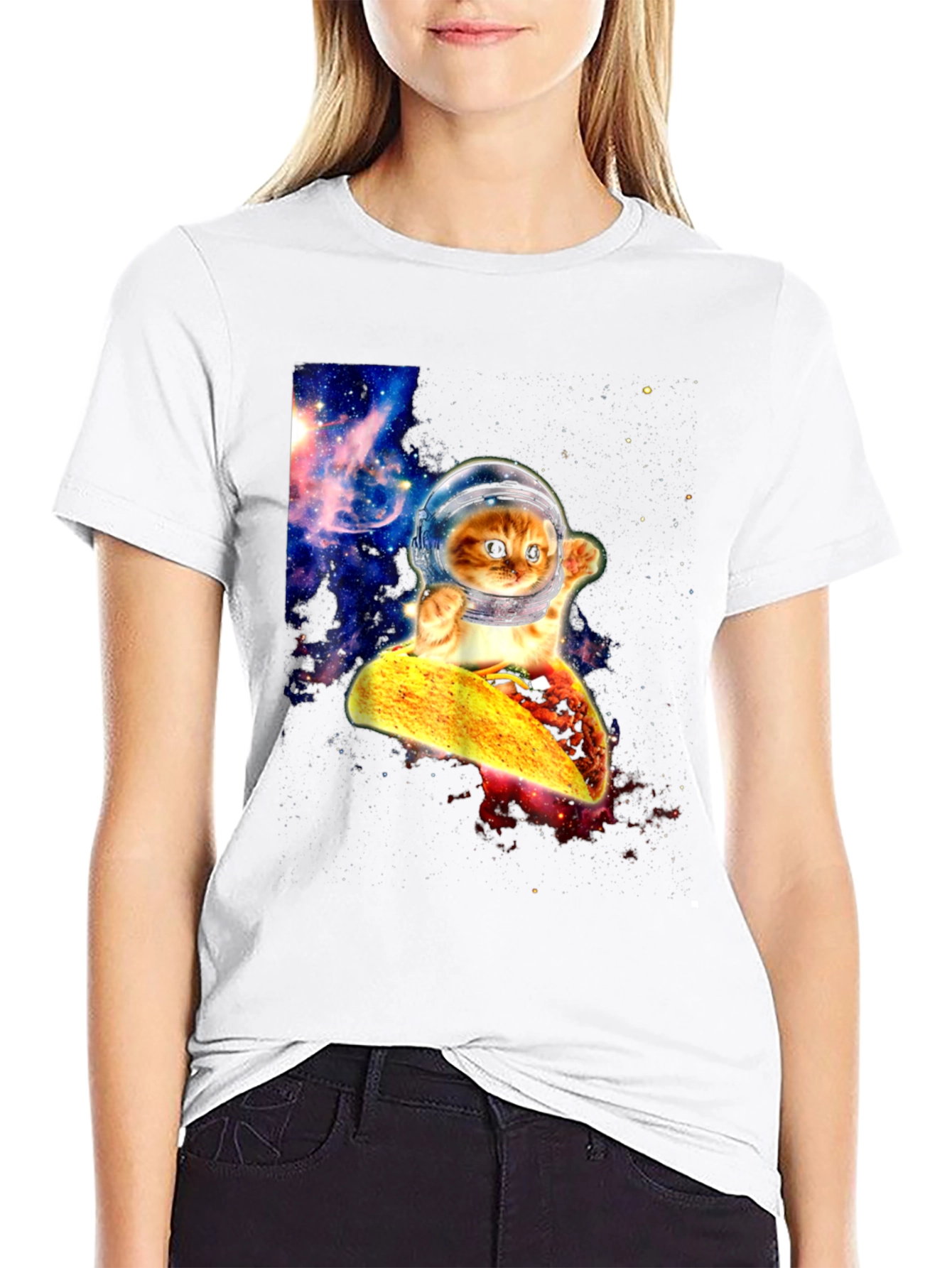 Astronaut Cat Taco Galaxy T-Shirt