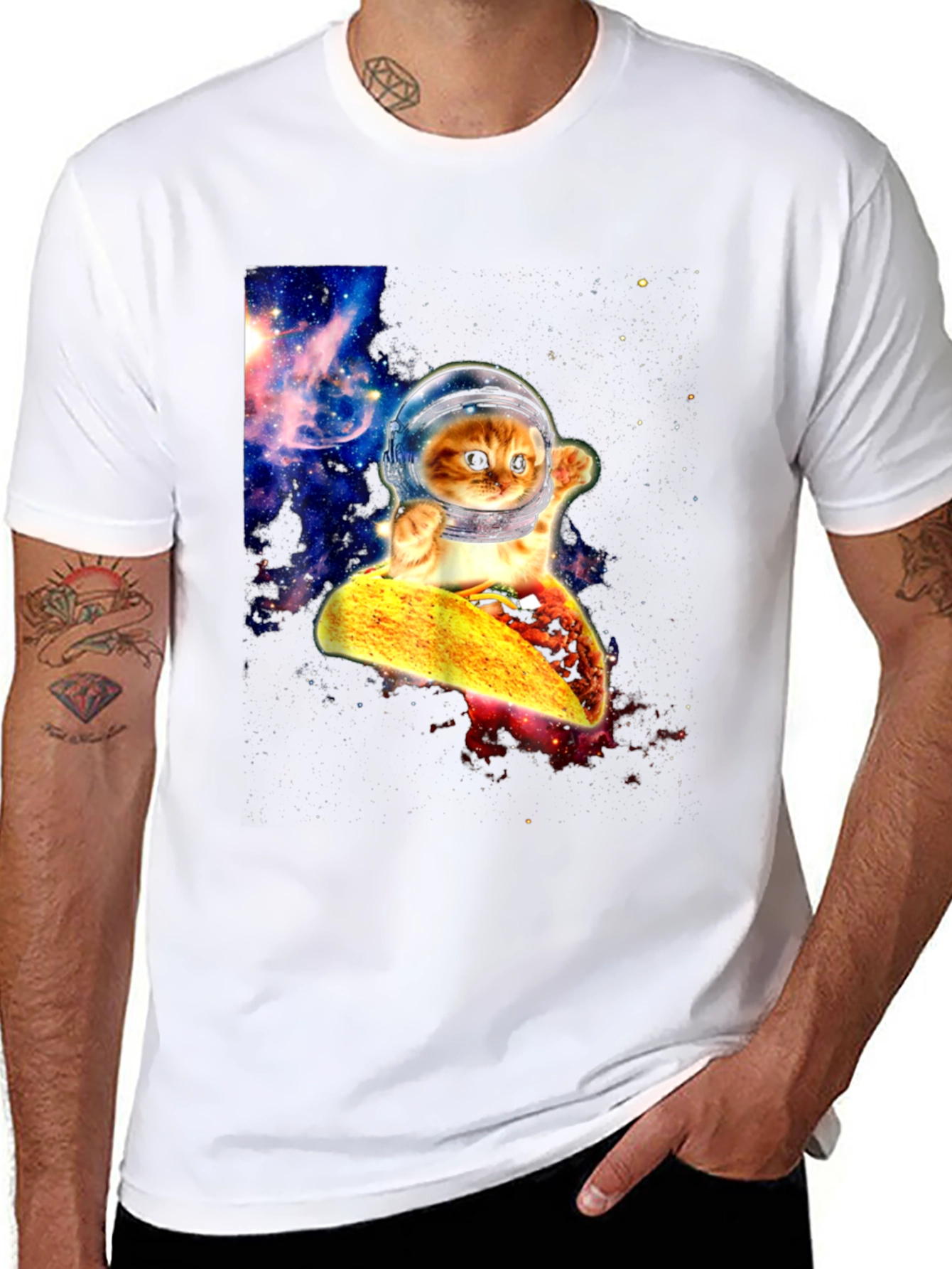 Astronaut Cat Taco Galaxy T-Shirt