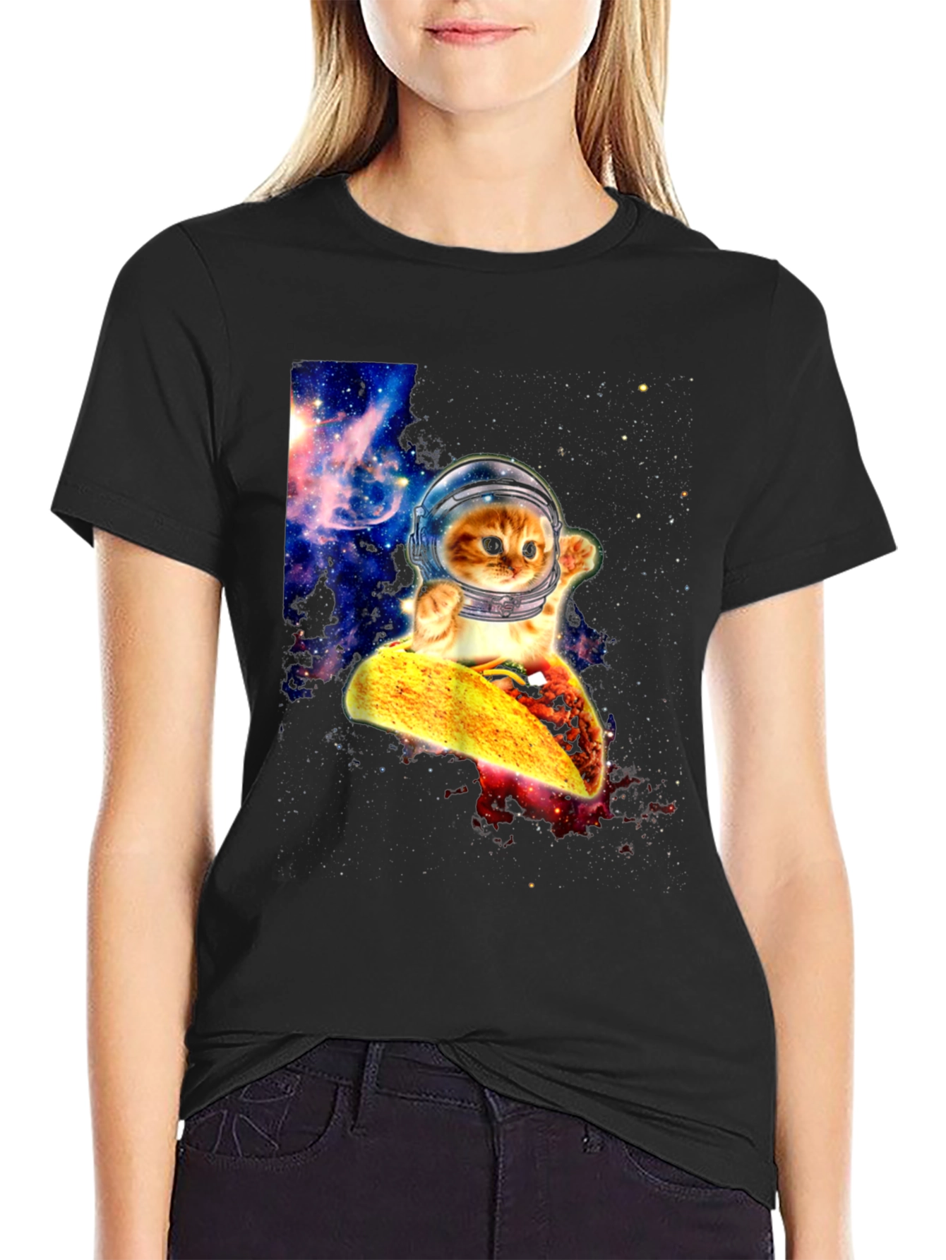 Astronaut Cat Taco Galaxy T-Shirt