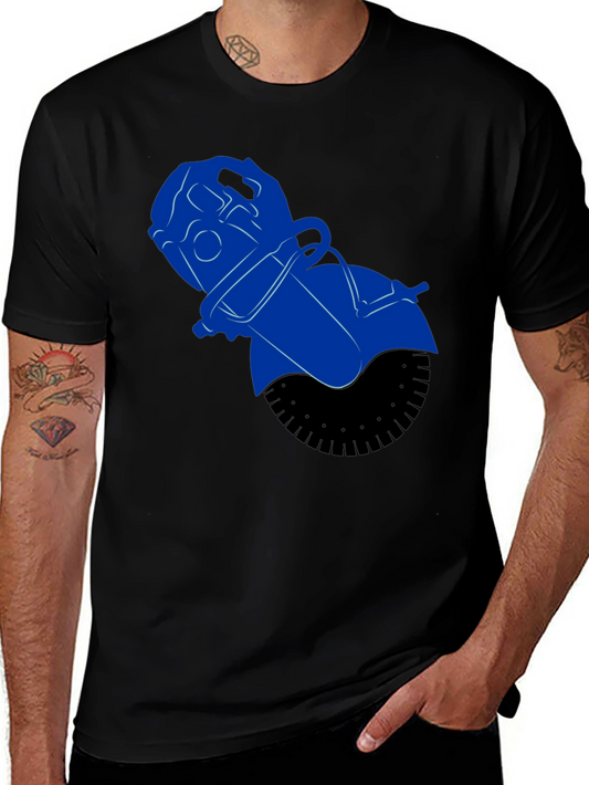 Blue Power Tool Graphic Tee - Black Cotton Blend Shirt