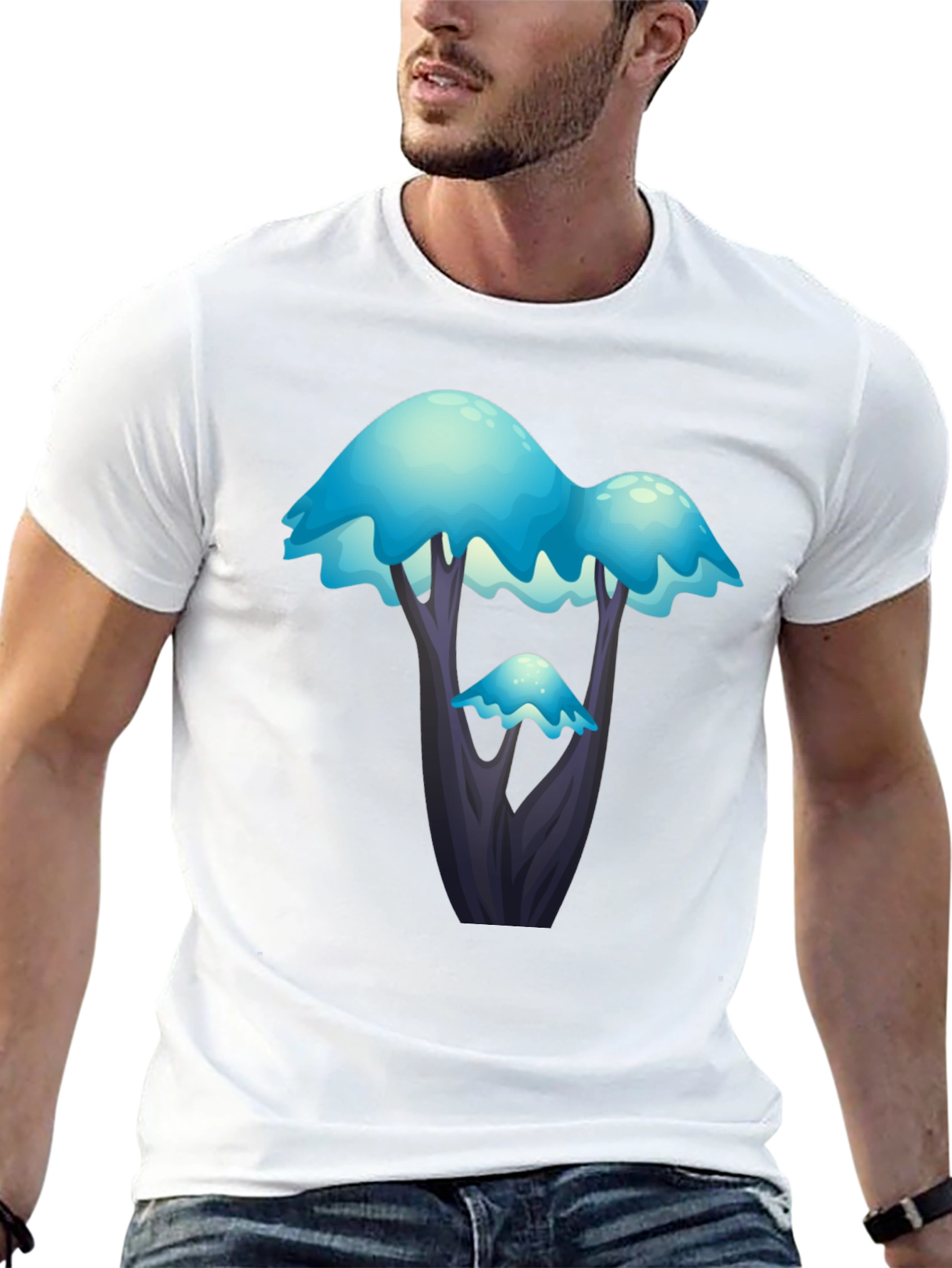 Fantasy Blue Tree Graphic T-Shirt