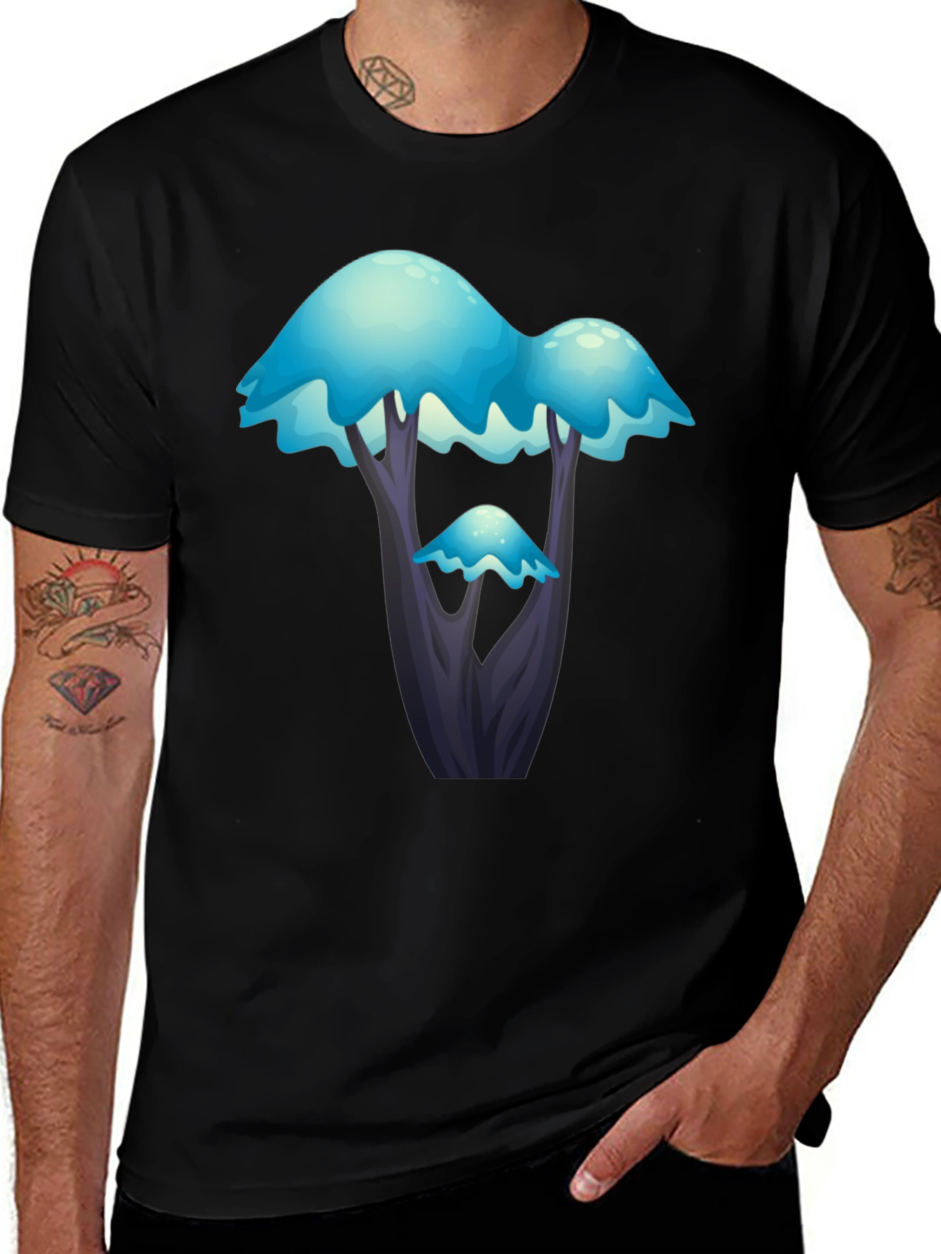 Fantasy Blue Tree Graphic T-Shirt