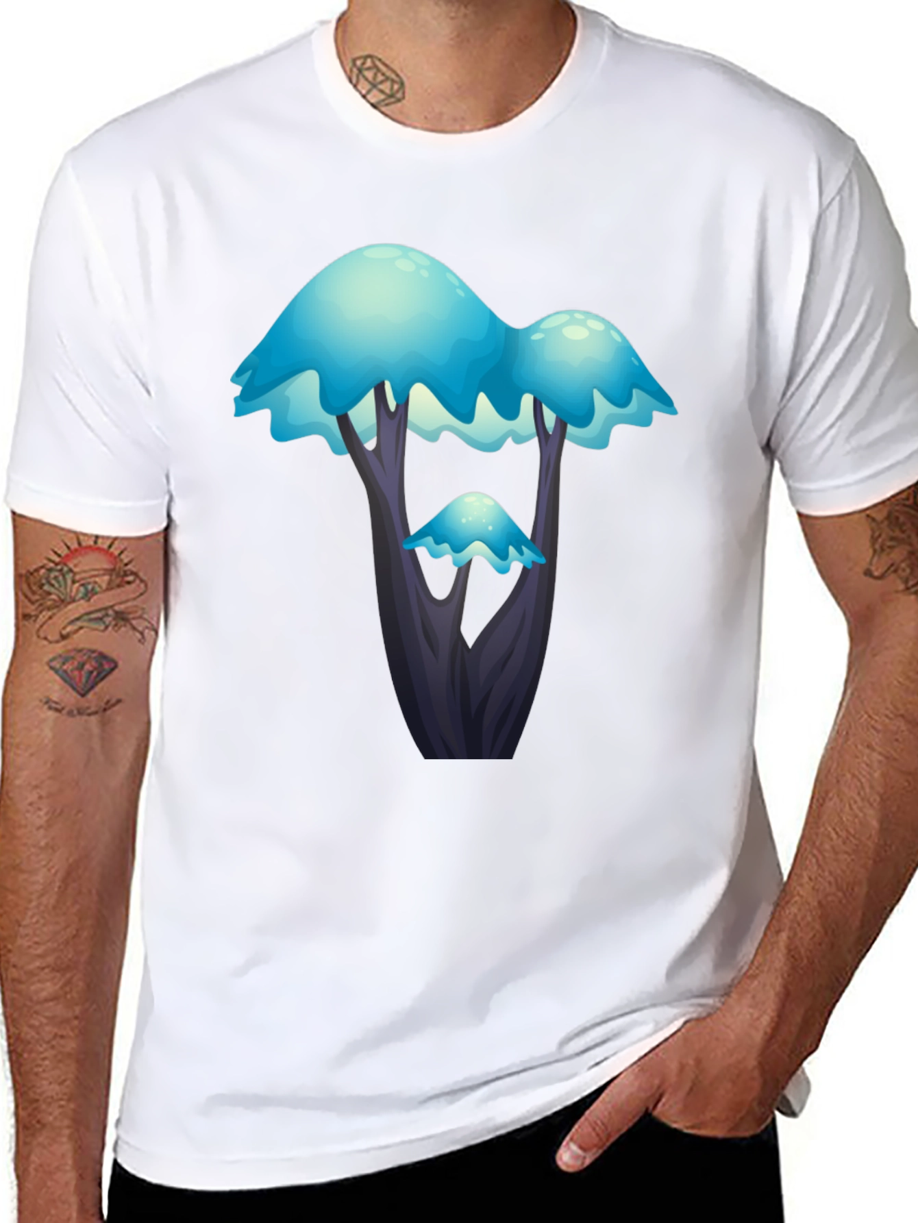 Fantasy Blue Tree Graphic T-Shirt