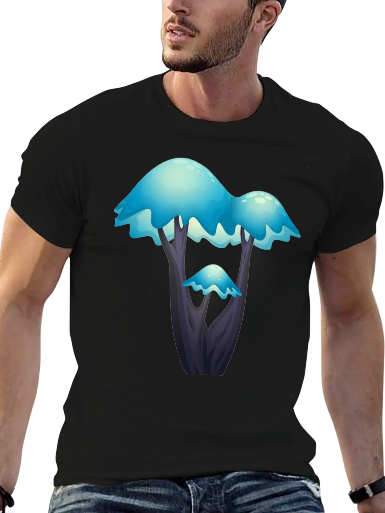 Fantasy Blue Tree Graphic T-Shirt
