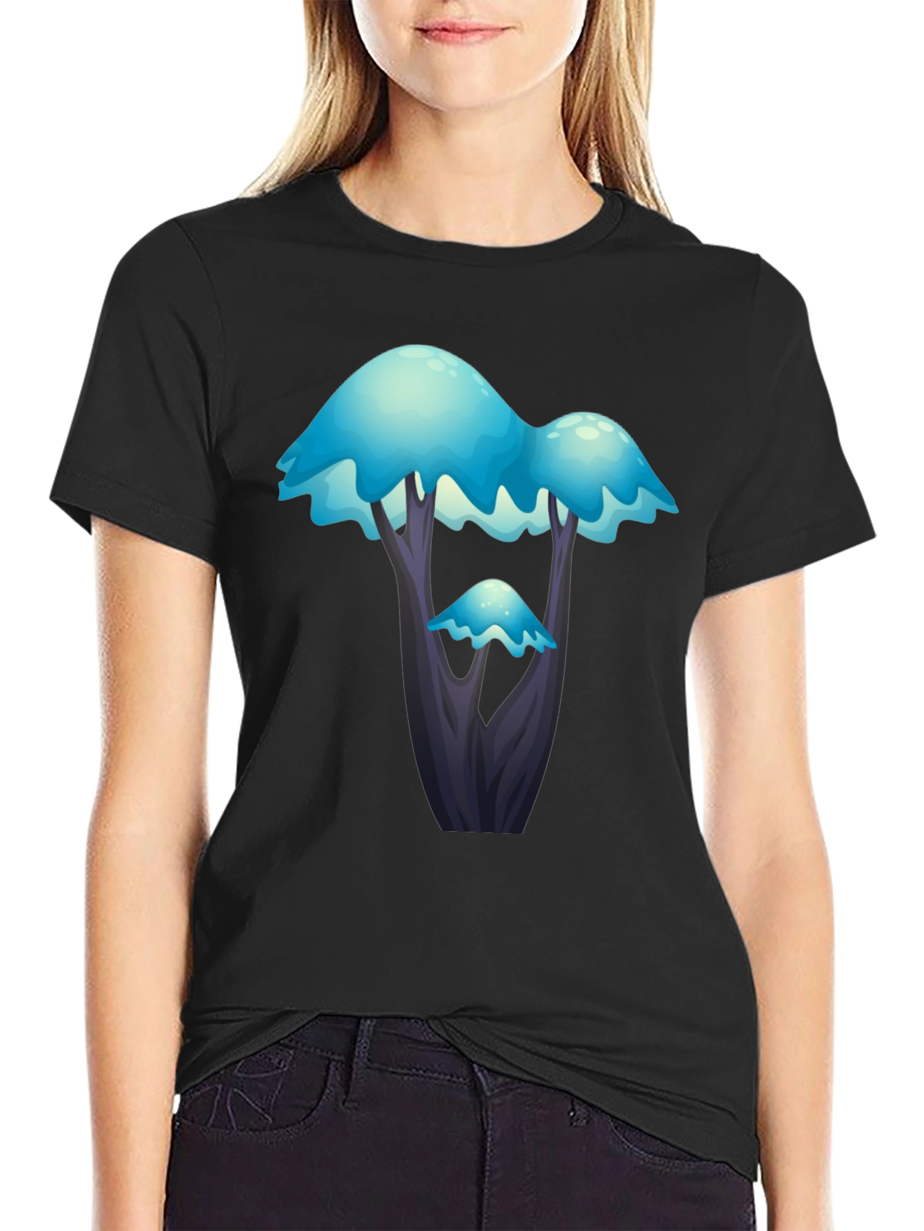 Fantasy Blue Tree Graphic T-Shirt