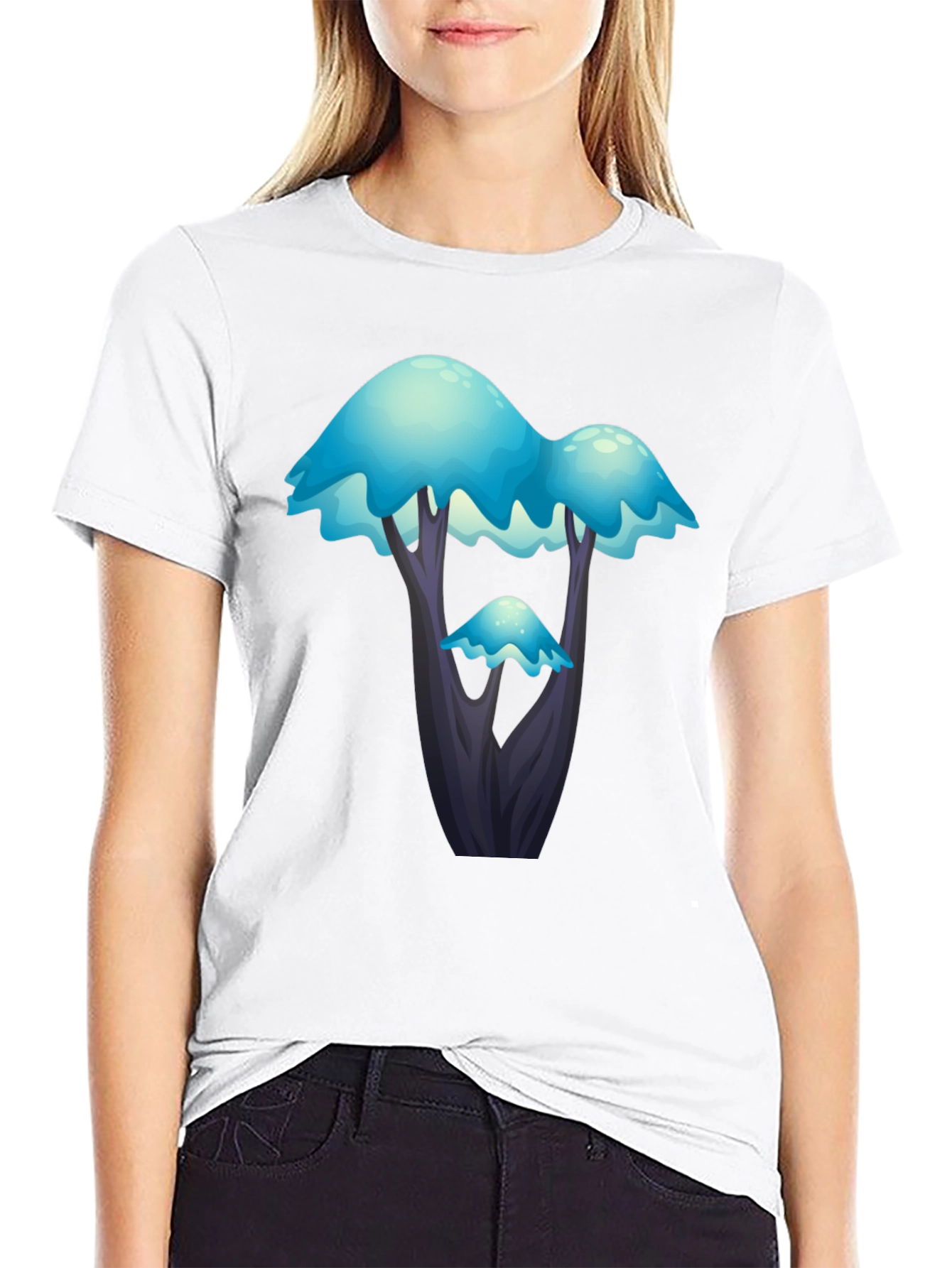 Fantasy Blue Tree Graphic T-Shirt
