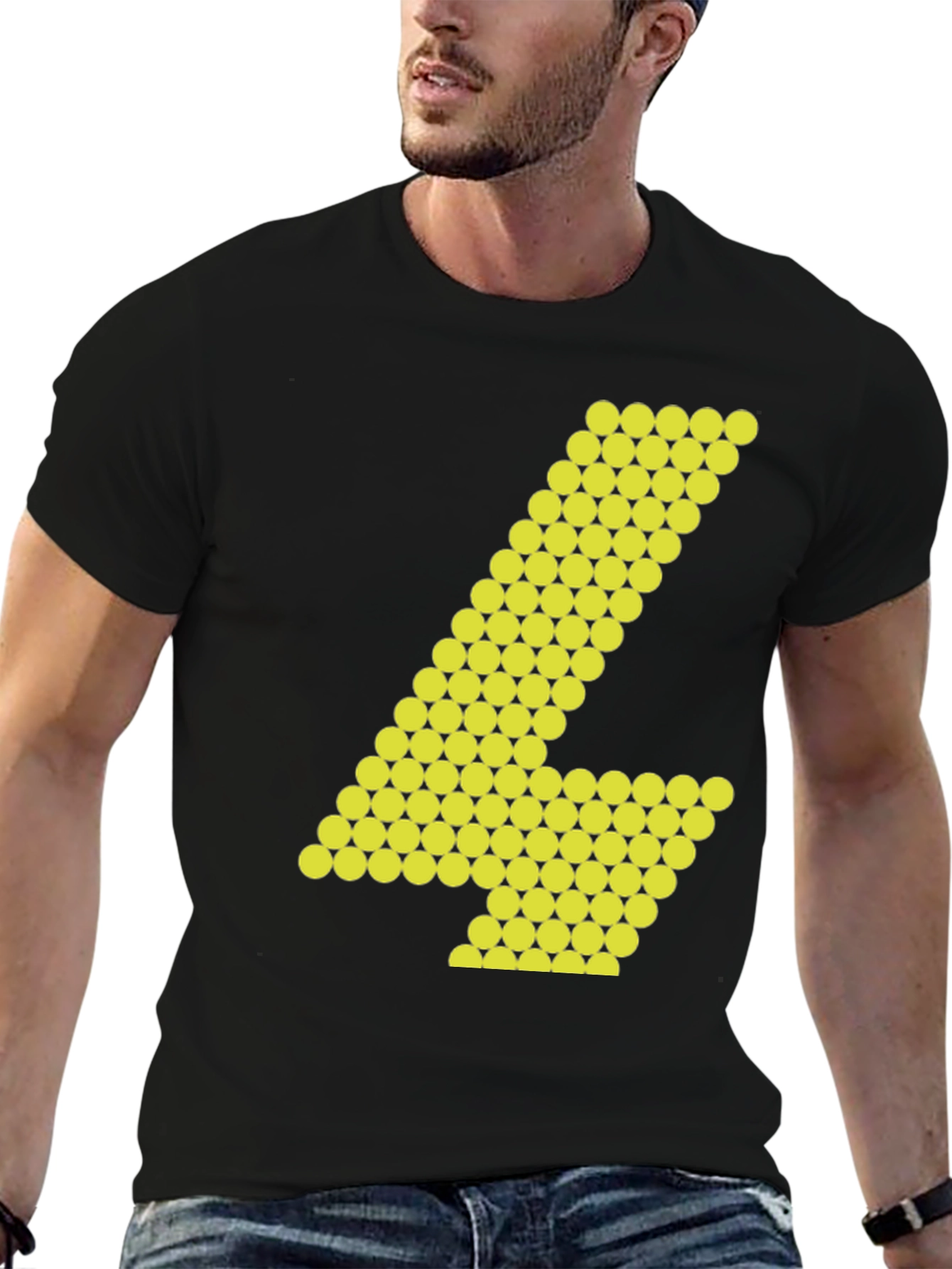 Abstract Number 4 Graphic Tee - Black Cotton Shirt