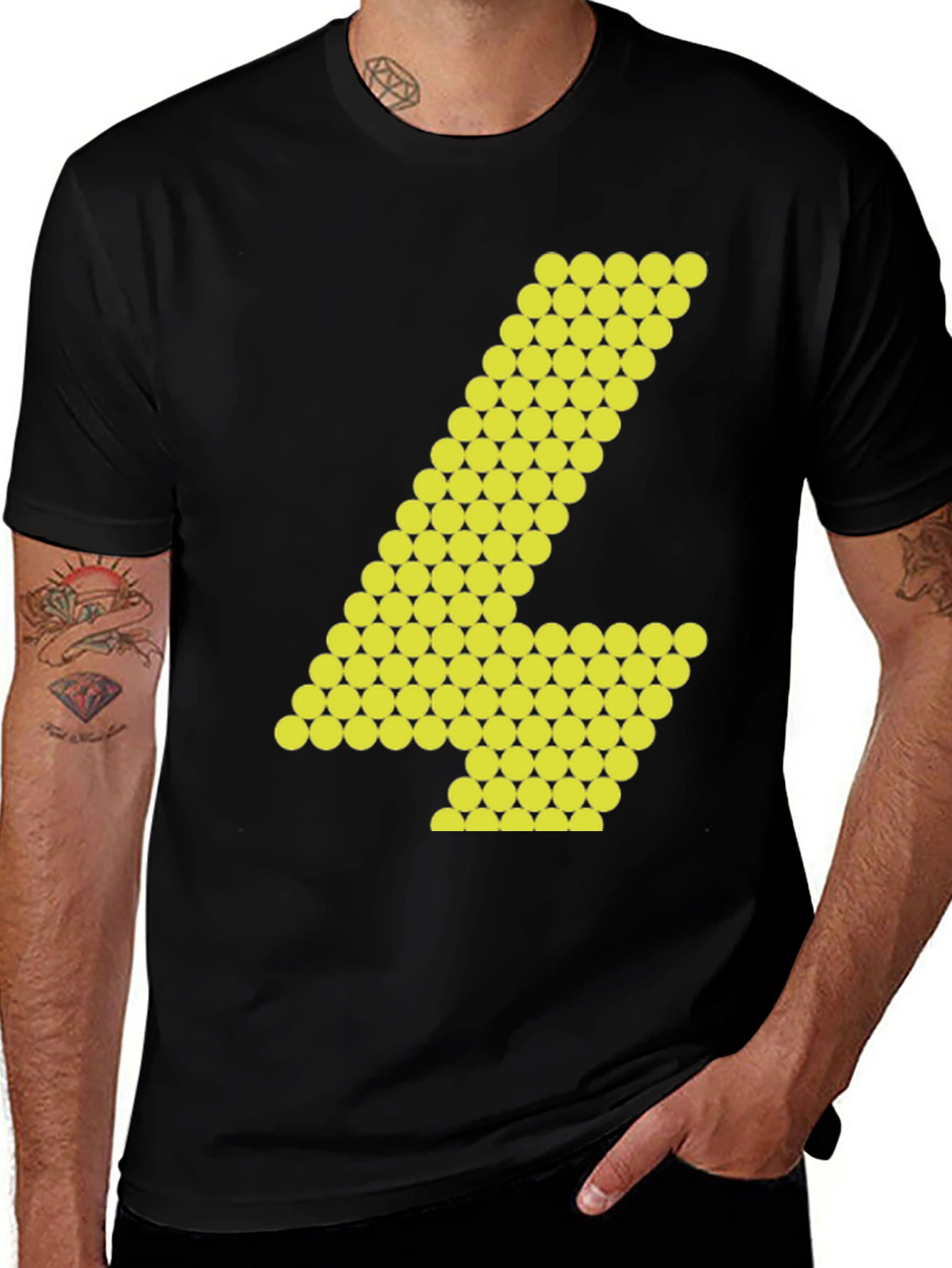 Abstract Number 4 Graphic Tee - Black Cotton Shirt