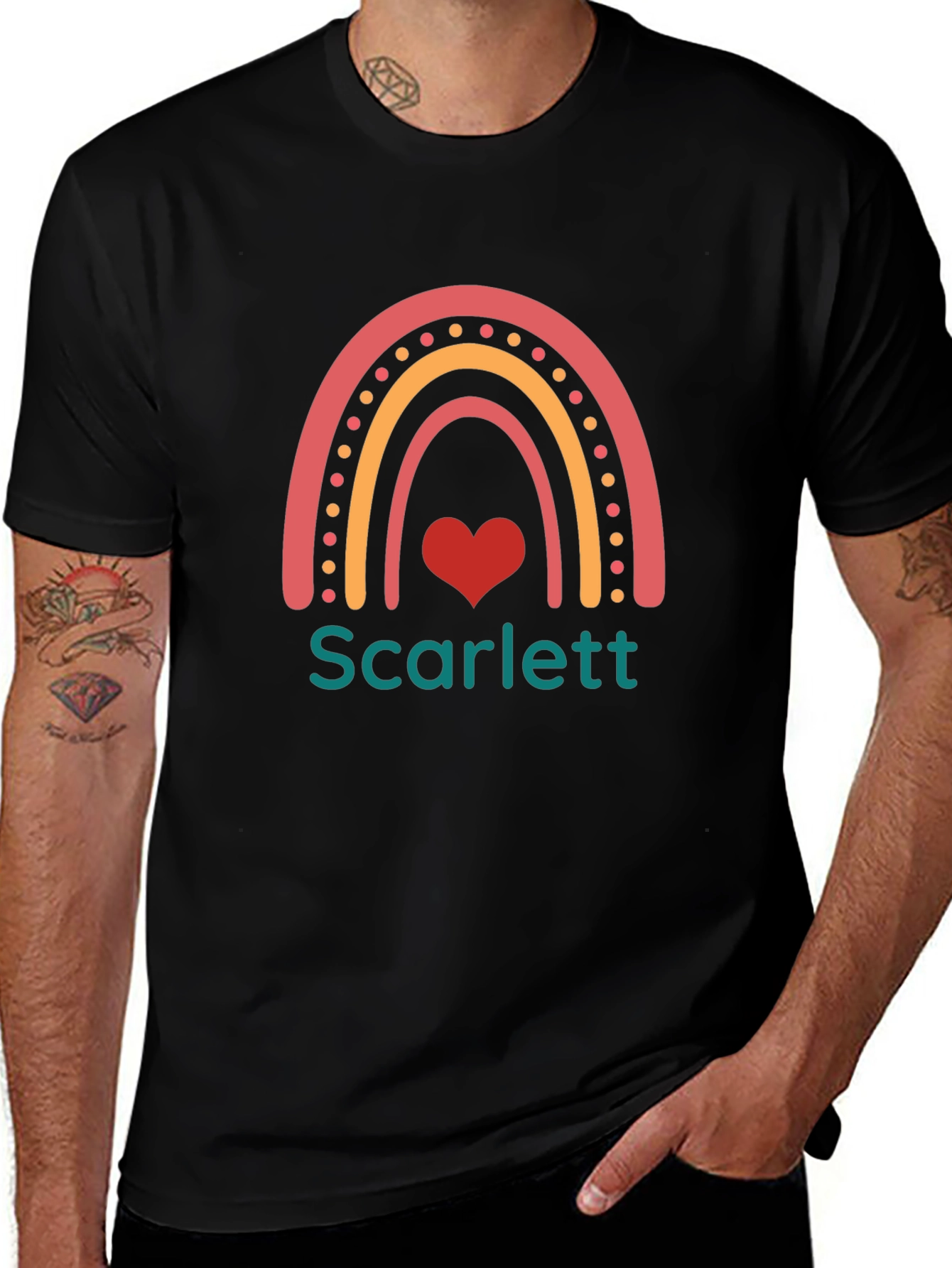 Personalized Scarlett Rainbow Heart T-Shirt
