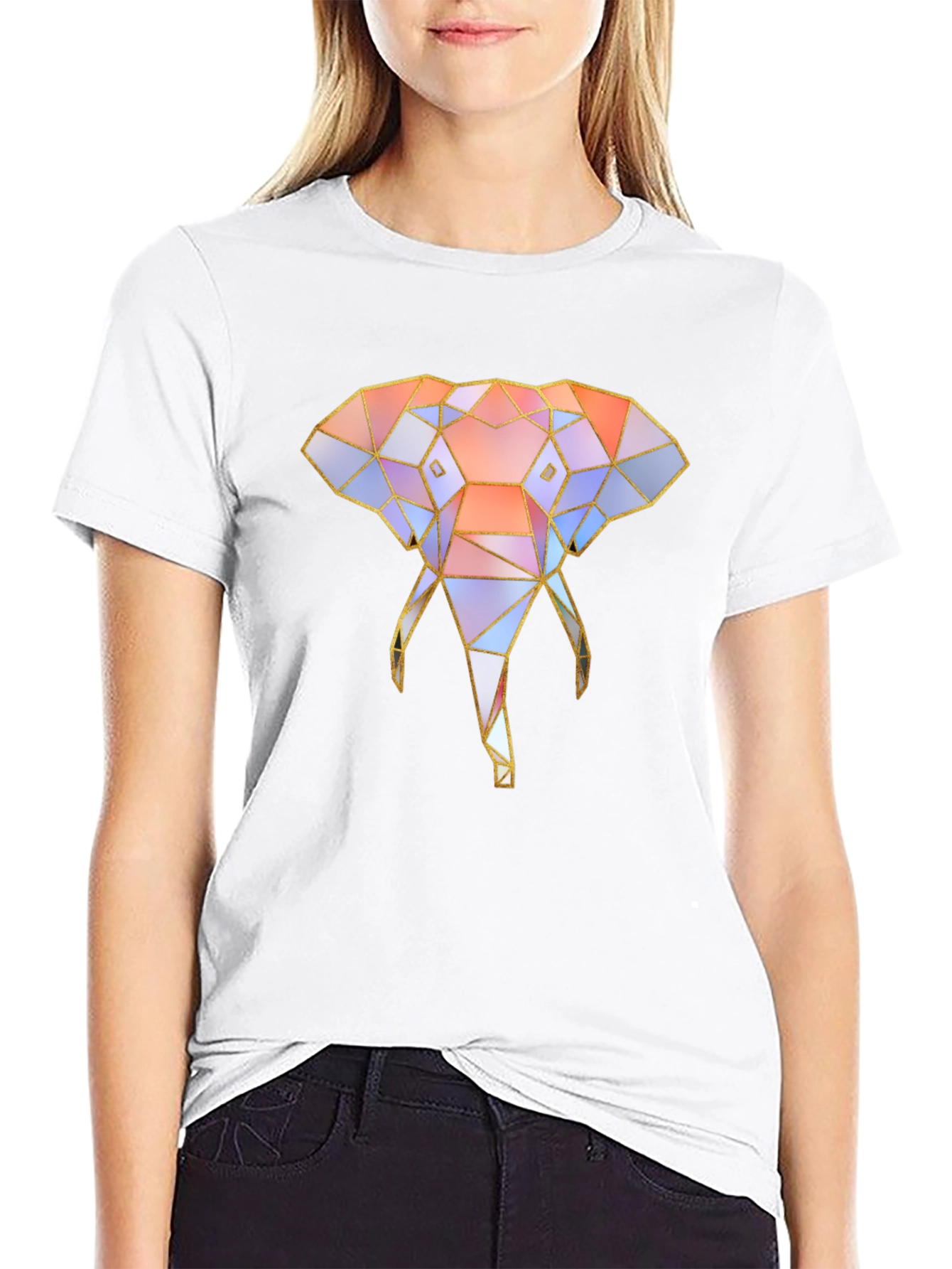 Geometric Elephant Graphic Tee - Unique Design