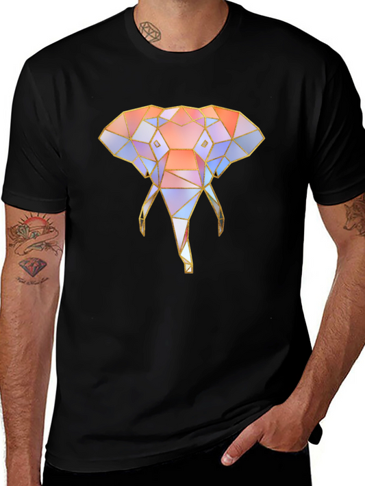 Geometric Elephant Graphic Tee - Unique Design