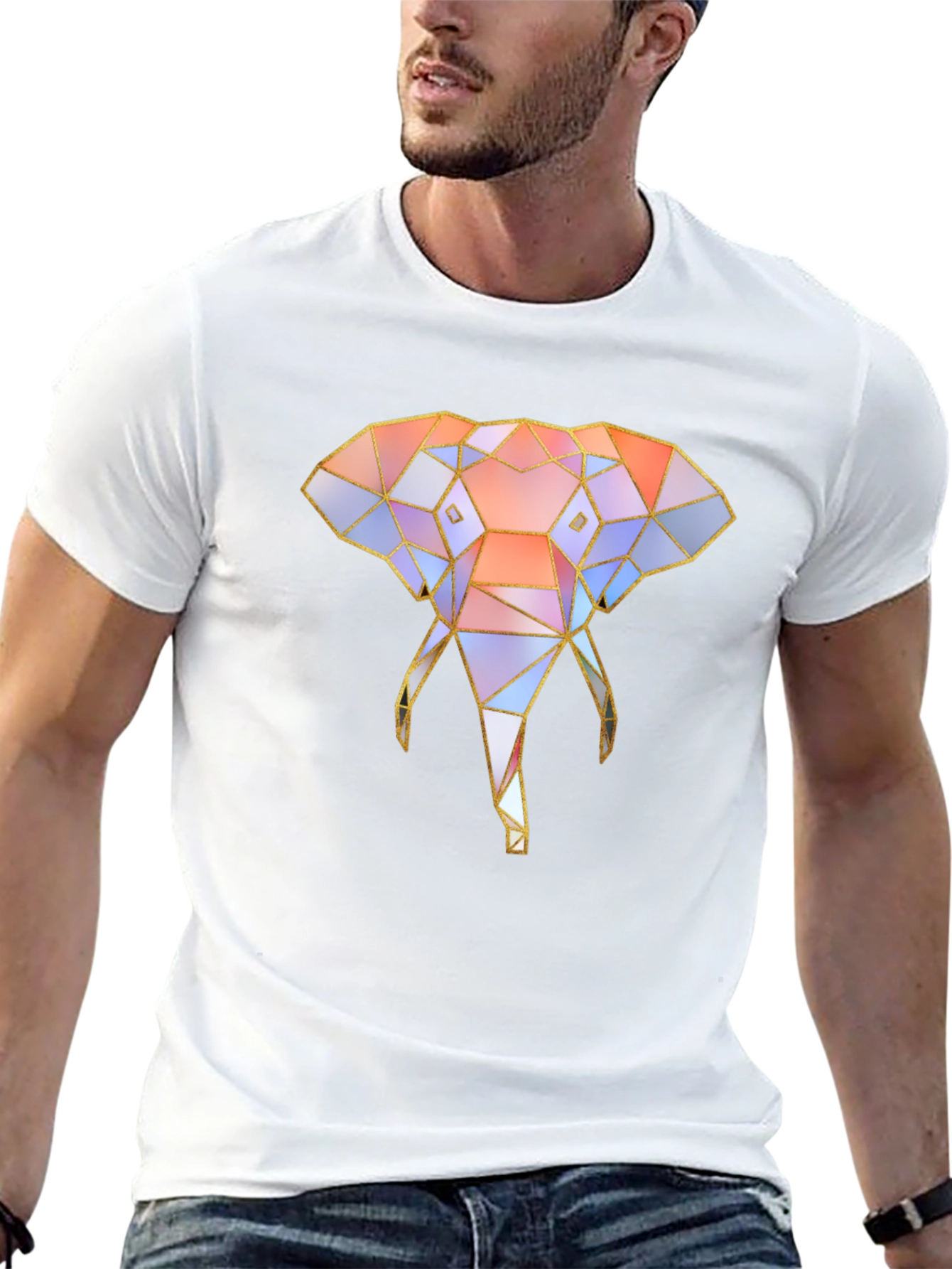Geometric Elephant Graphic Tee - Unique Design
