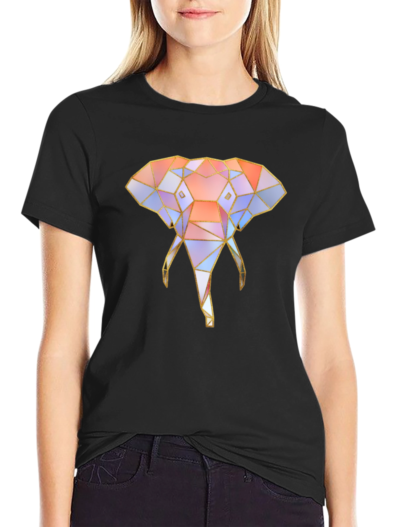 Geometric Elephant Graphic Tee - Unique Design