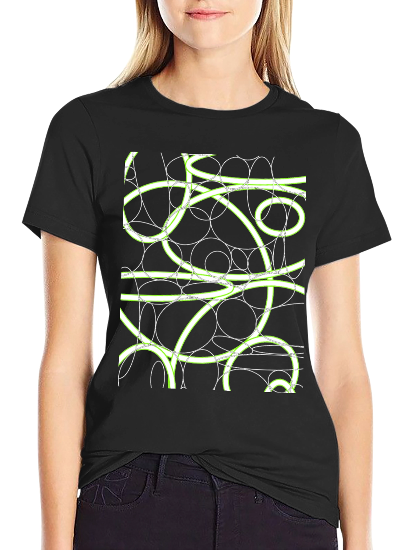 Abstract Circle Design T-Shirt - Mens Black Tee