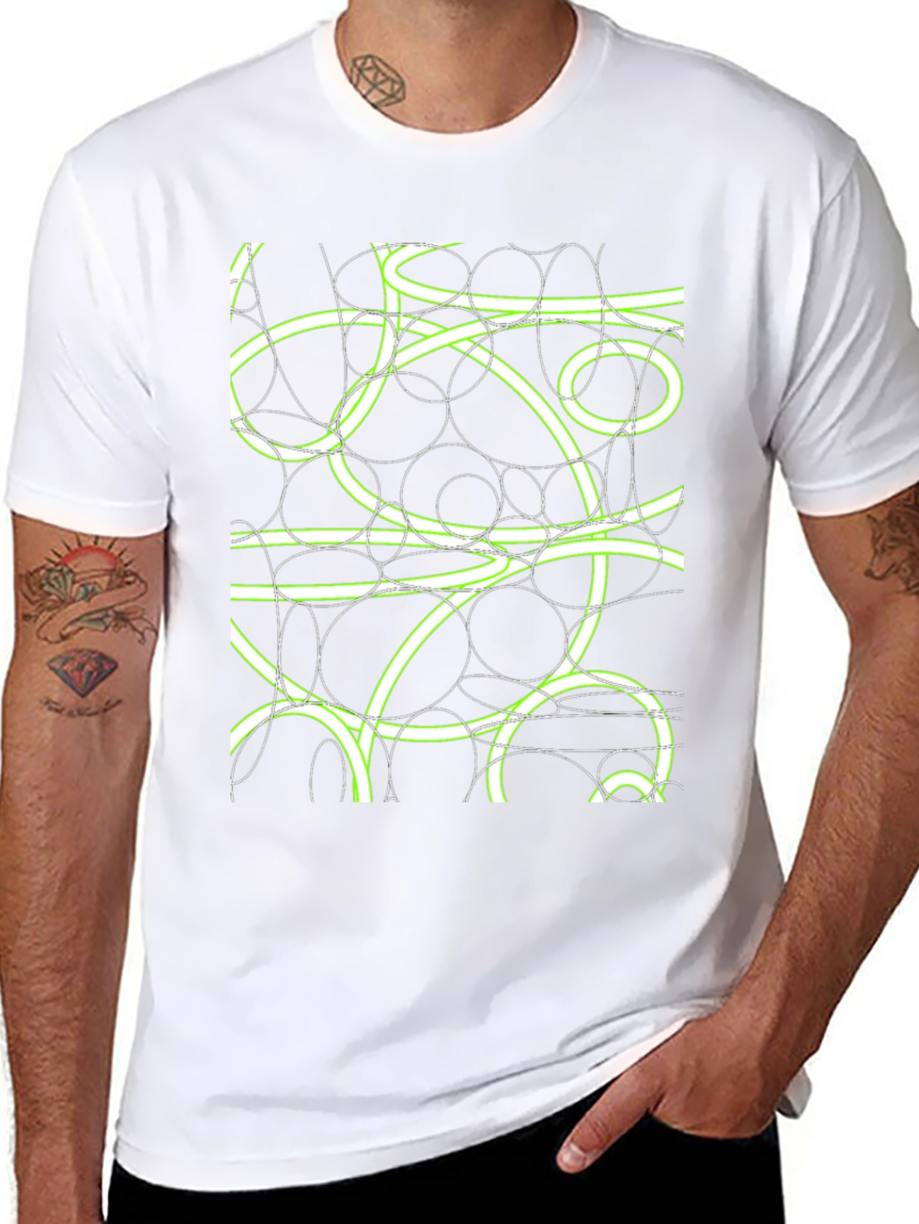 Abstract Circle Design T-Shirt - Mens Black Tee