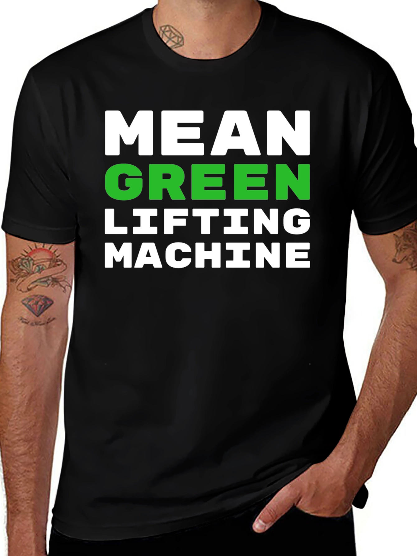Mean Green Lifting Machine Black T-Shirt