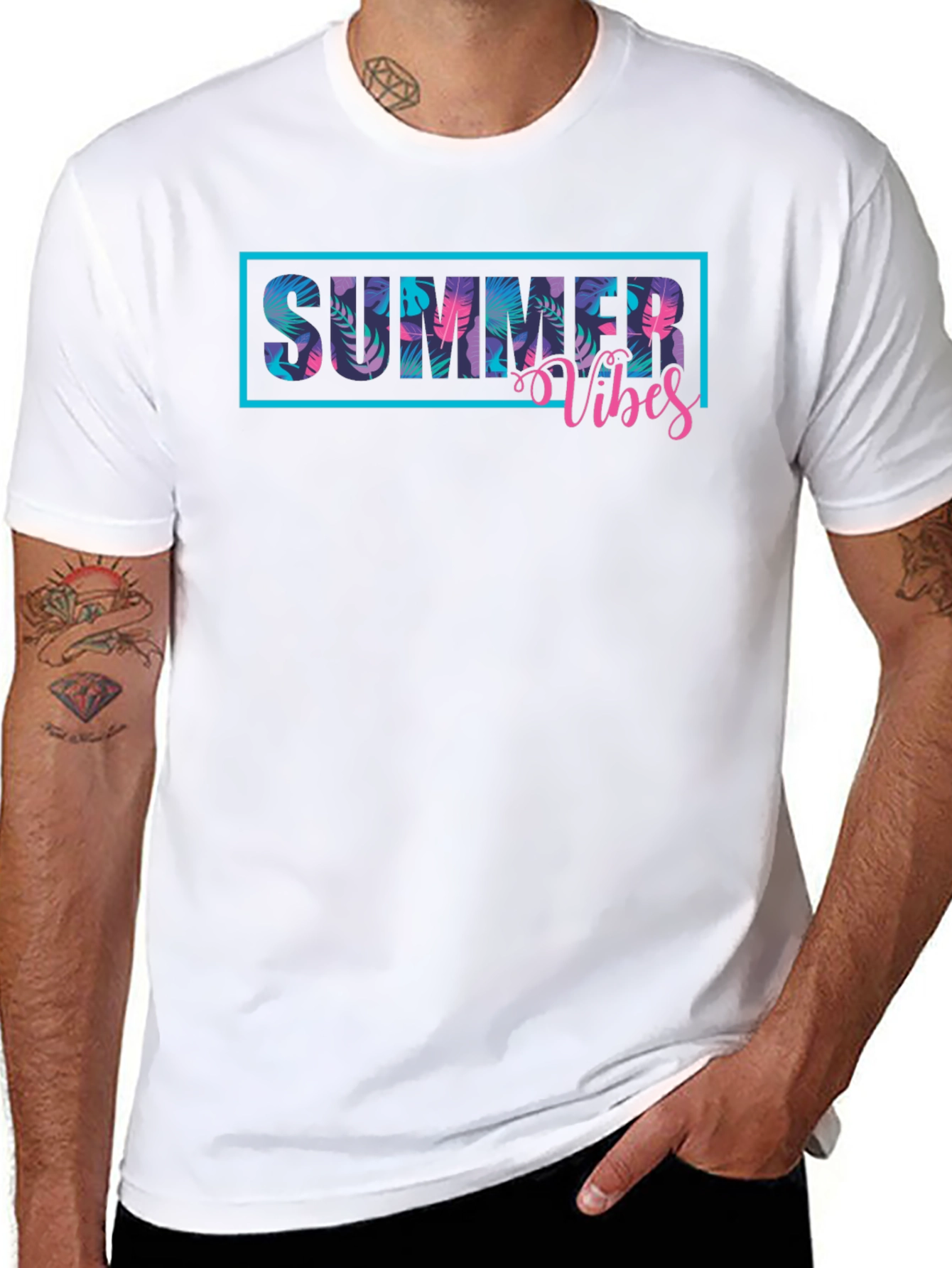Summer Vibes Graphic Print Black T-Shirt