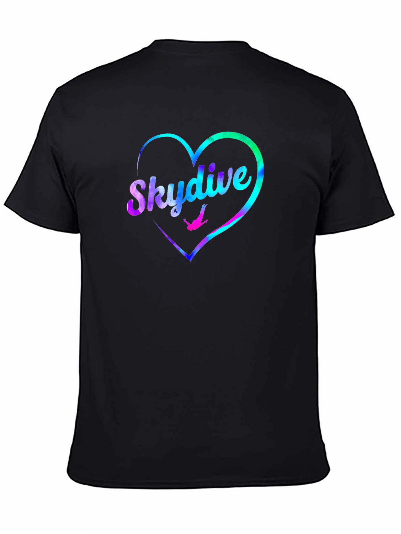 Skydive Heart Graphic Tee - Black Cotton T-Shirt