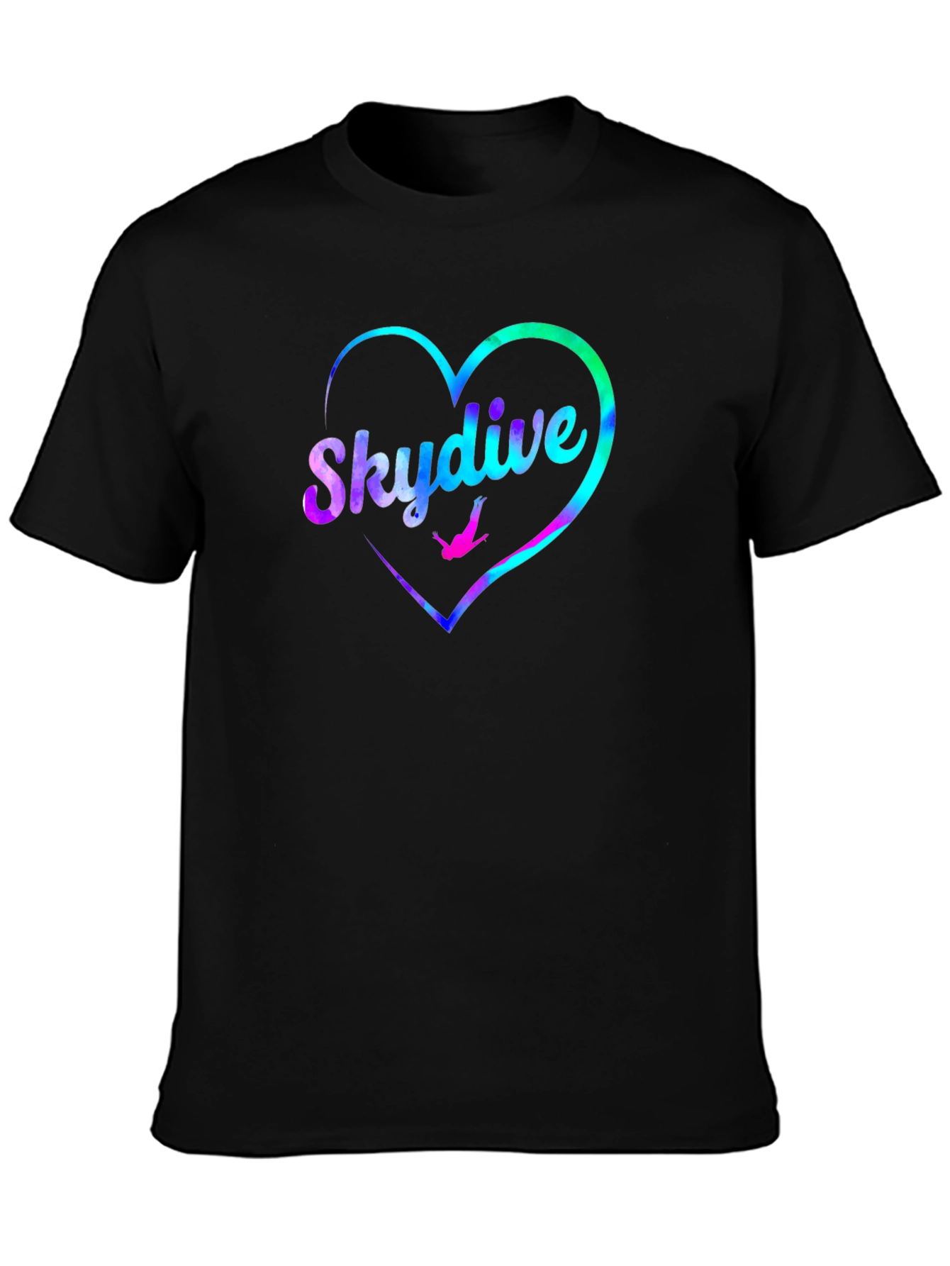 Skydive Heart Graphic Tee - Black Cotton T-Shirt