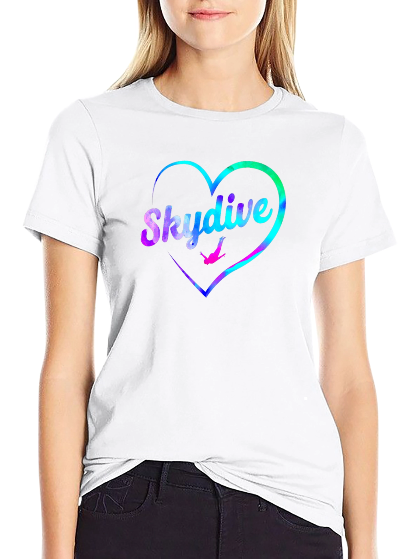 Skydive Heart Graphic Tee - Black Cotton T-Shirt