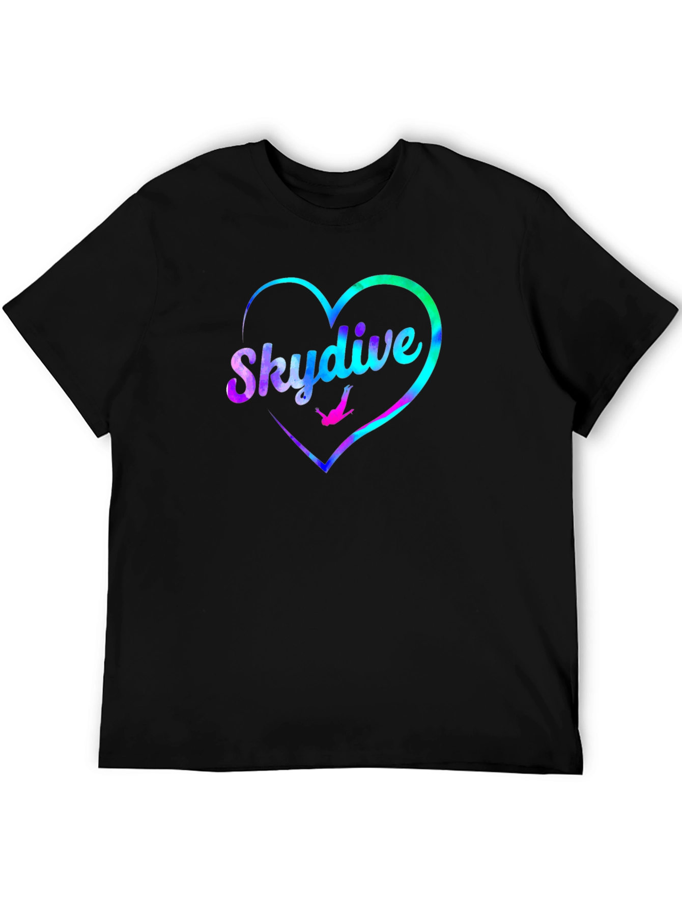 Skydive Heart Graphic Tee - Black Cotton T-Shirt