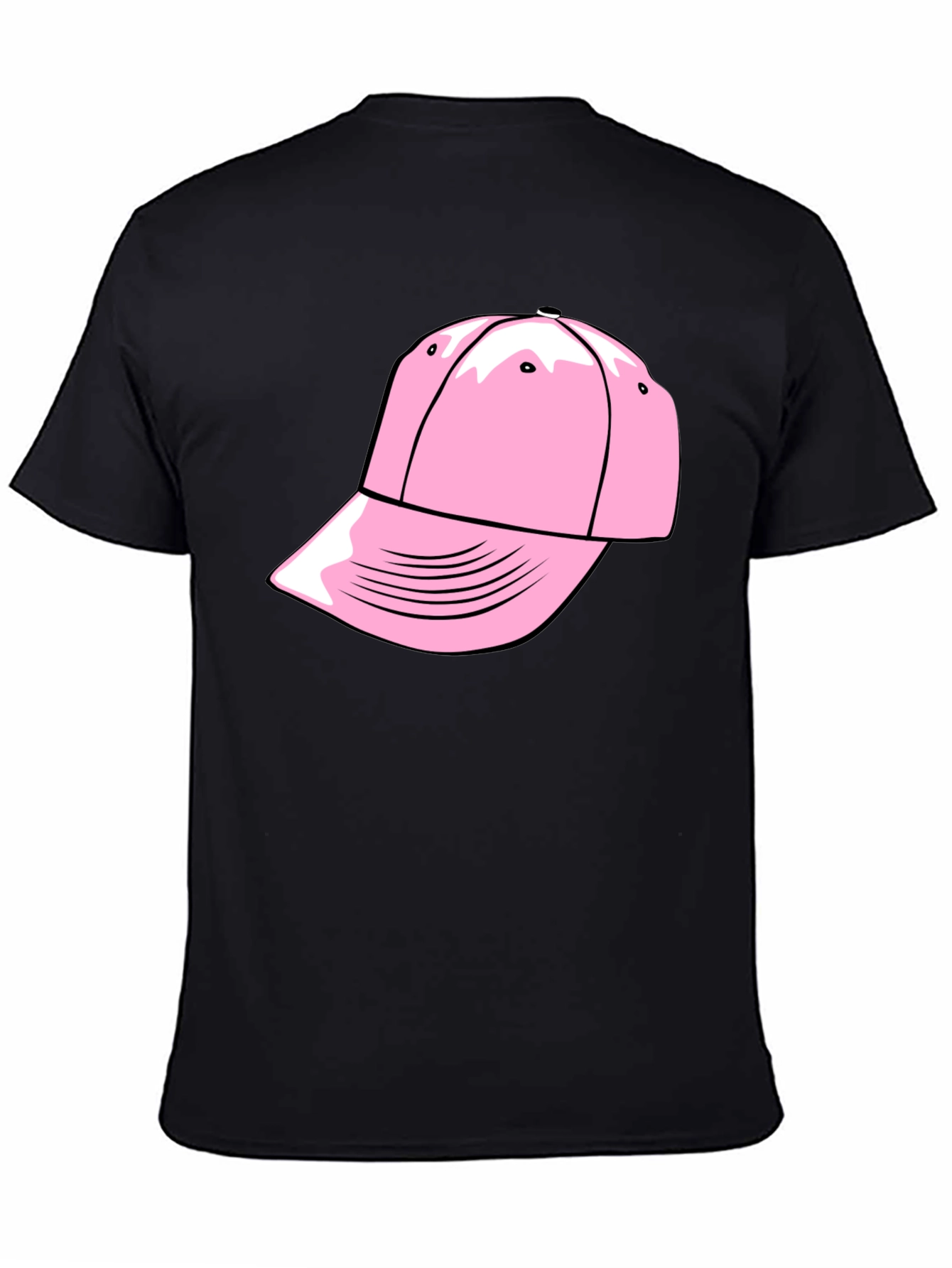 Pink Cap Graphic Black T-Shirt