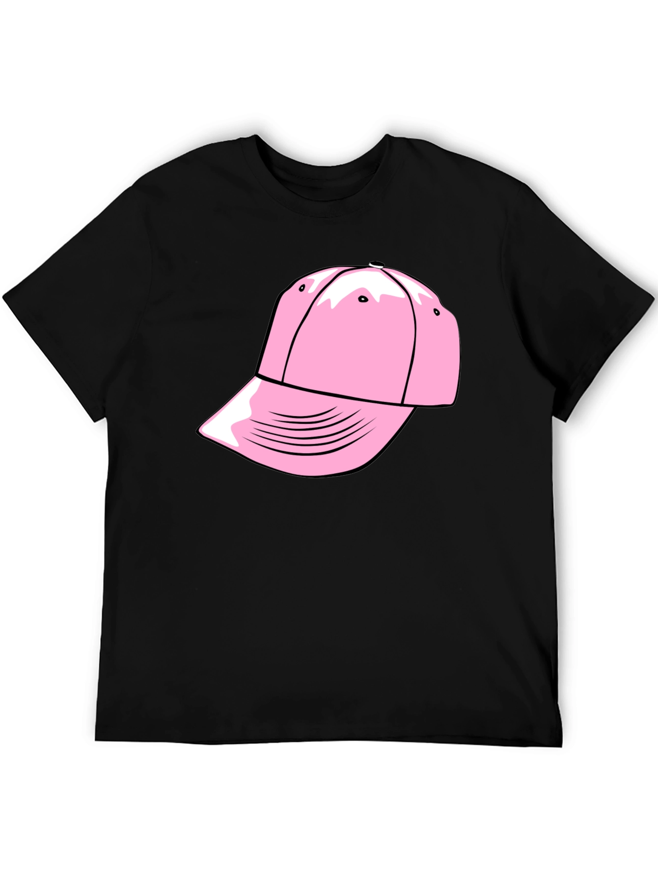 Pink Cap Graphic Black T-Shirt