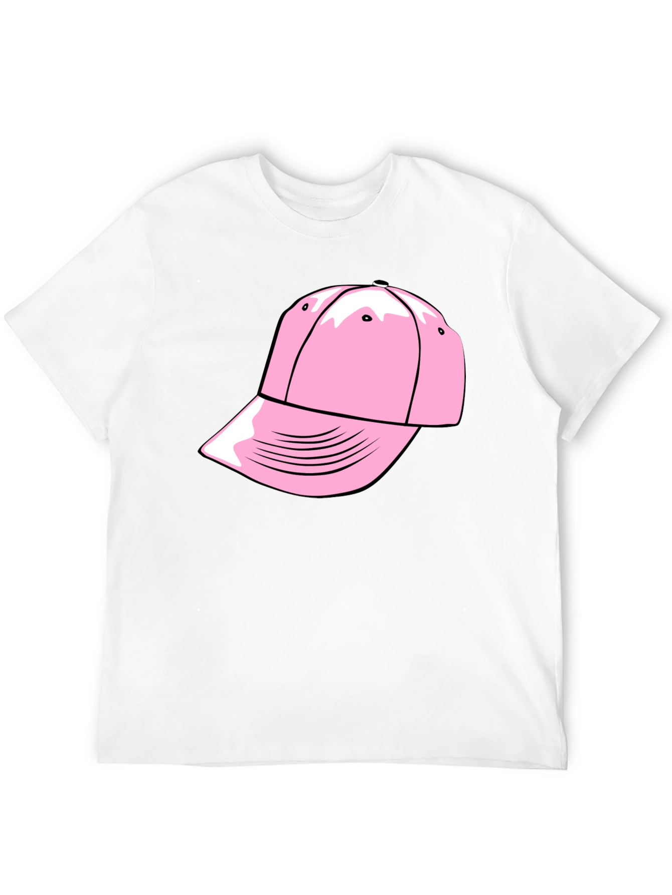 Pink Cap Graphic Black T-Shirt