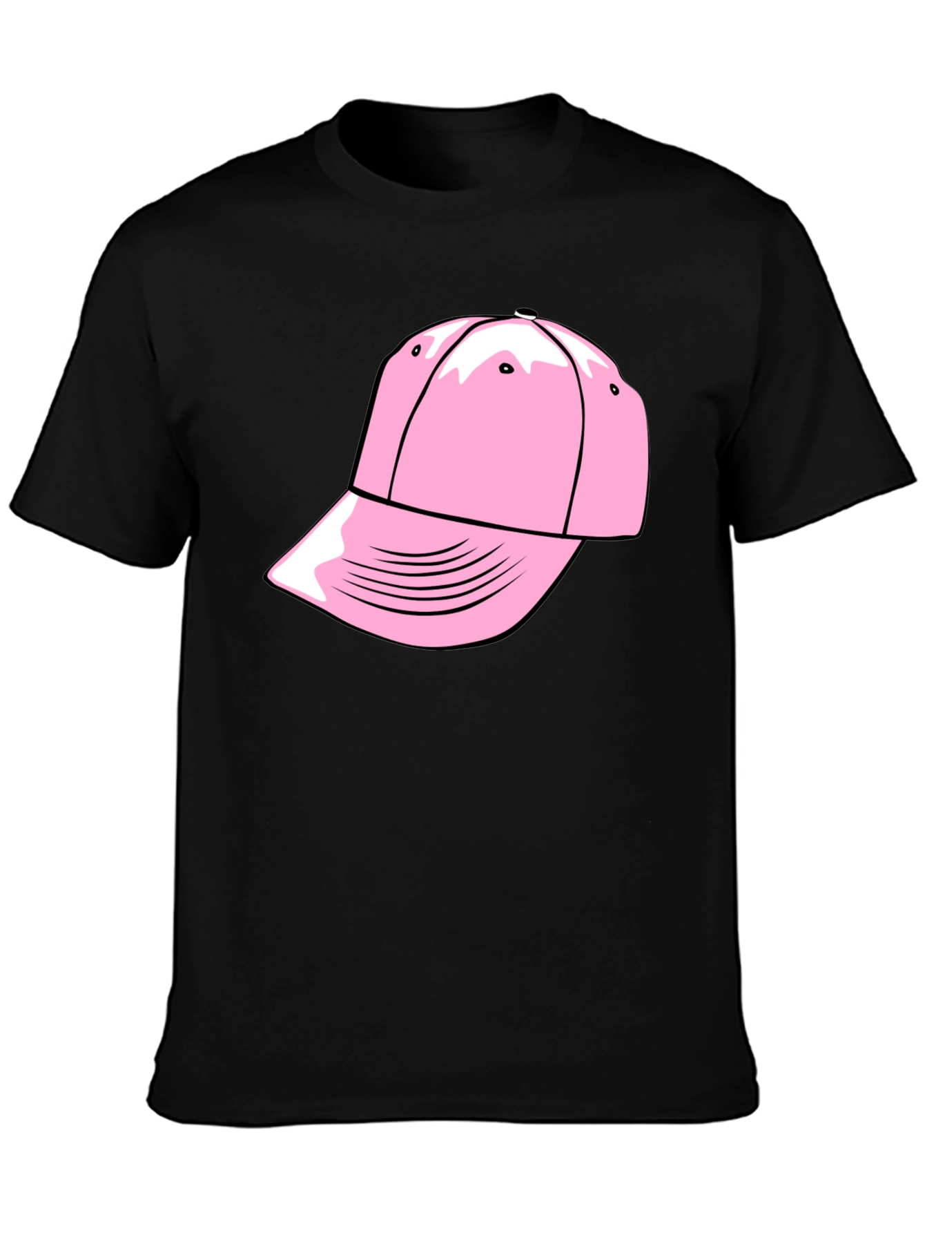 Pink Cap Graphic Black T-Shirt