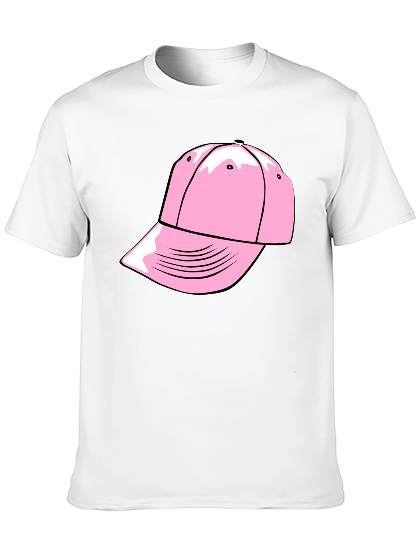 Pink Cap Graphic Black T-Shirt