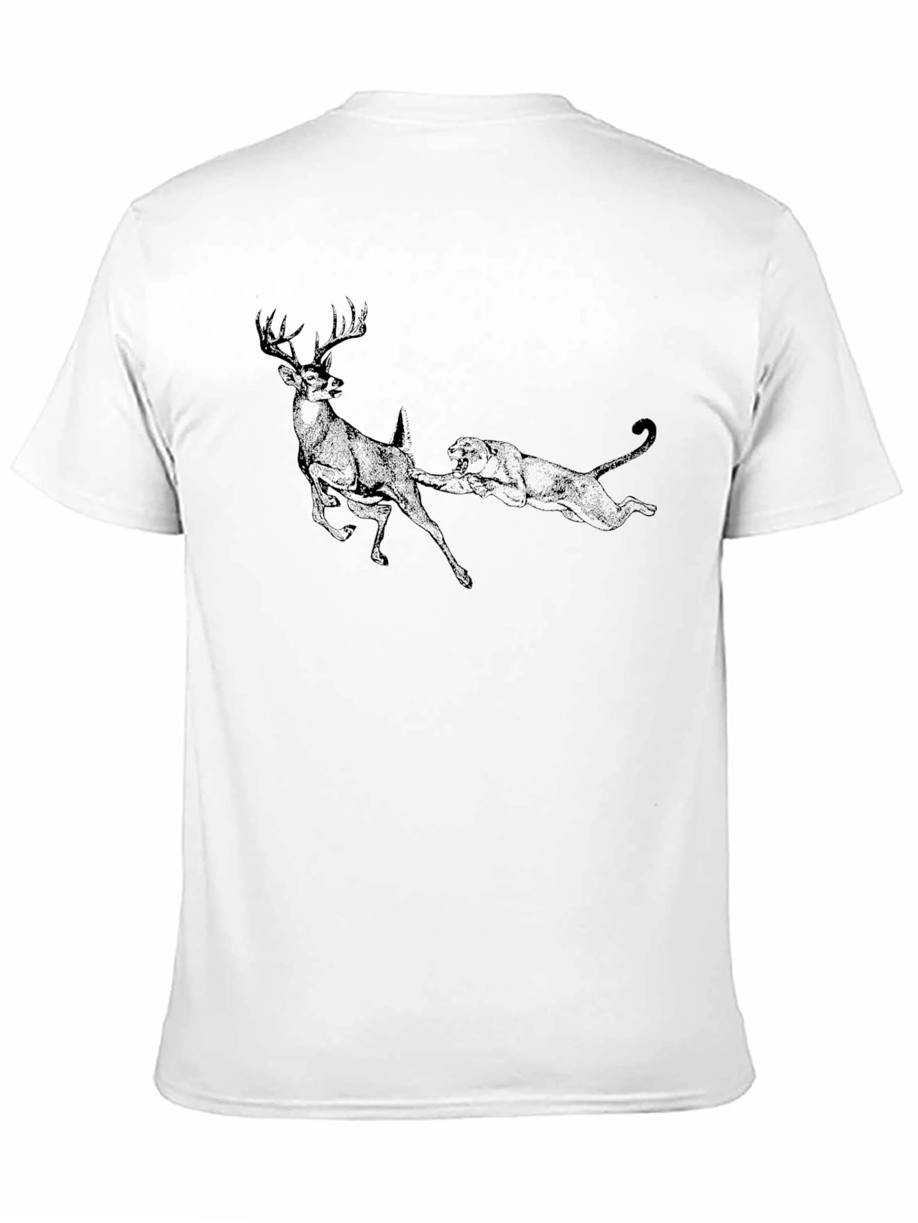 Deer vs. Panther Graphic T-Shirt - Black