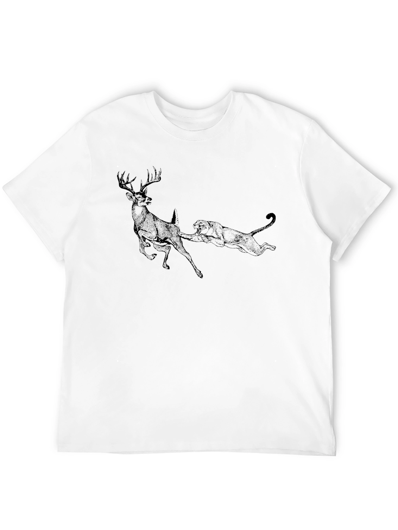 Deer vs. Panther Graphic T-Shirt - Black