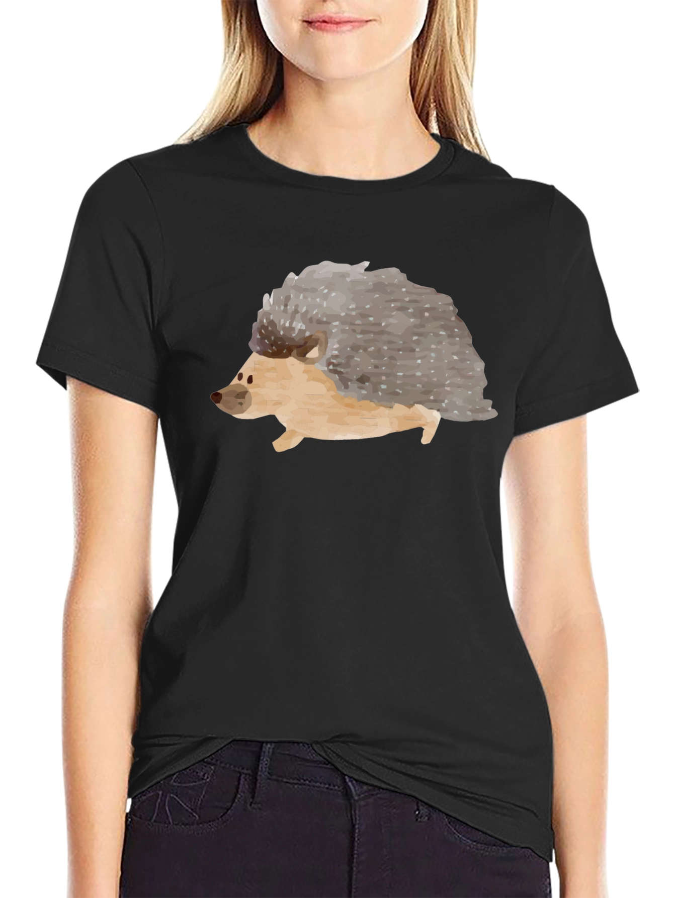 Mens Hedgehog Graphic Tee - Black
