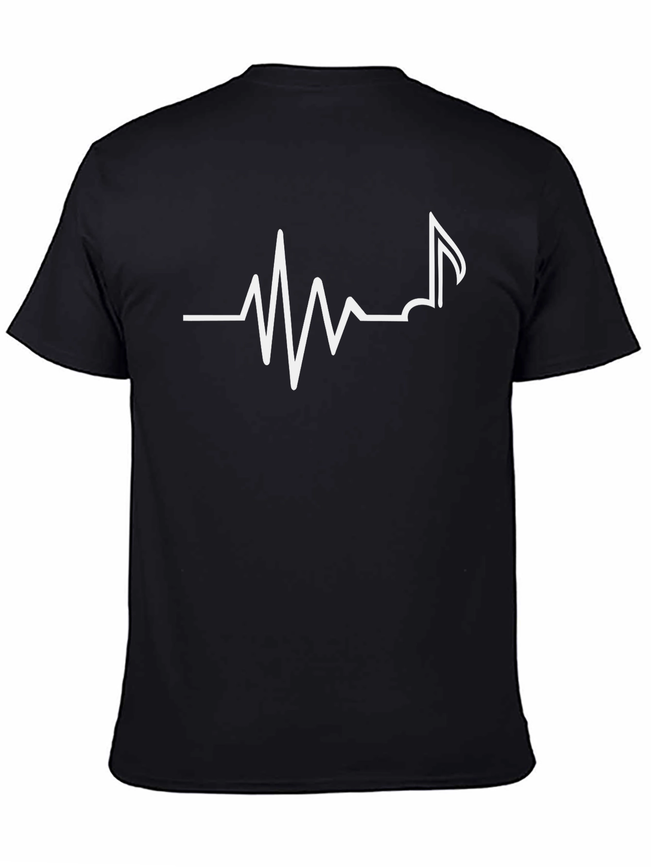 Music Note Heartbeat T-Shirt - Black Cotton