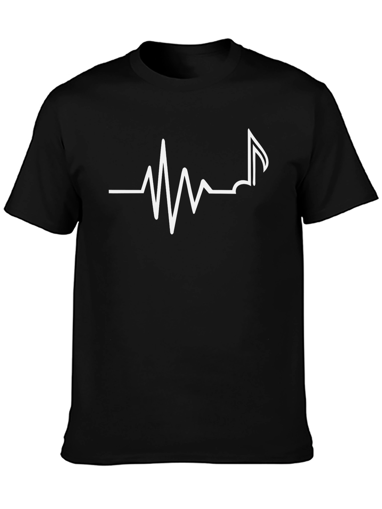 Music Note Heartbeat T-Shirt - Black Cotton