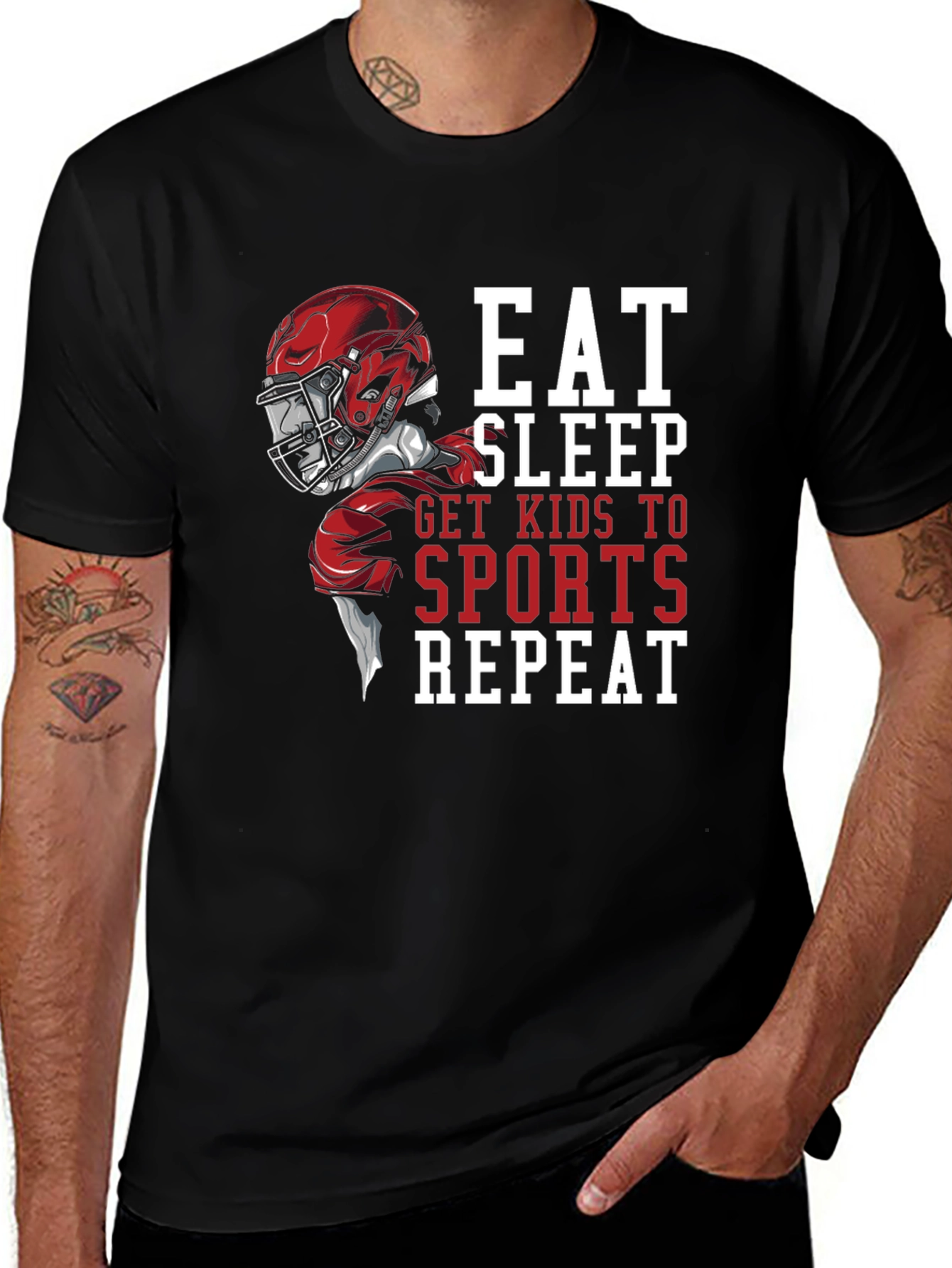 Eat Sleep Sports Repeat Graphic T-Shirt