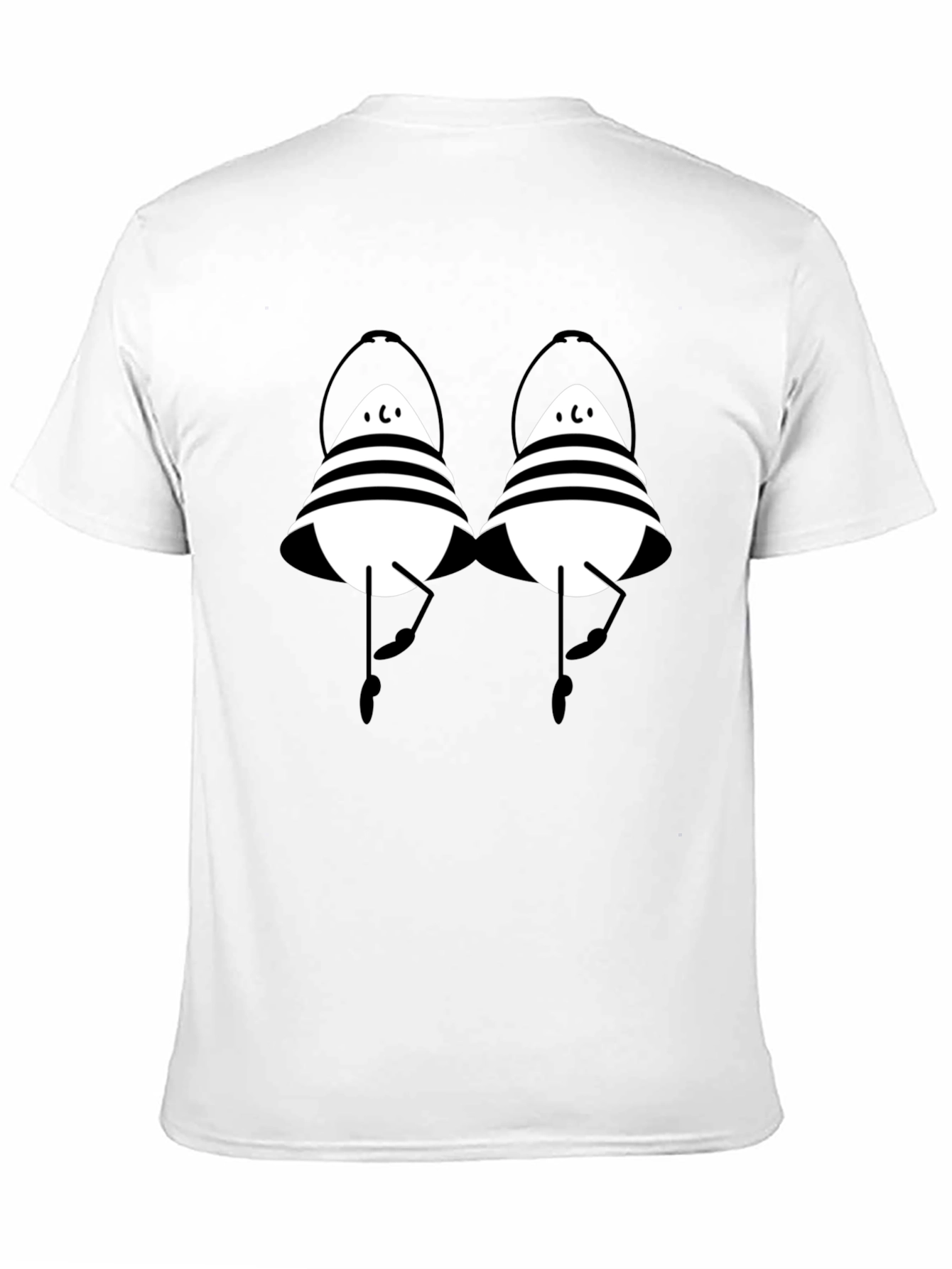 Striped Cartoon Character Black T-Shirt