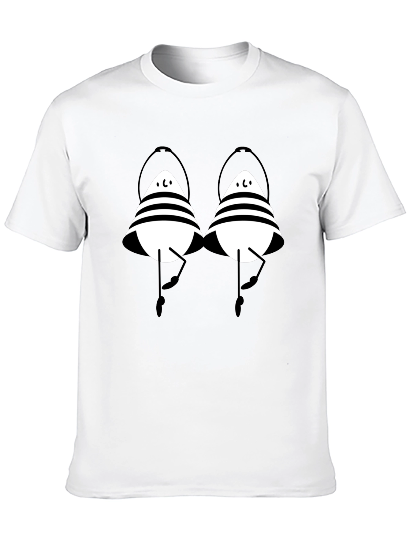 Striped Cartoon Character Black T-Shirt