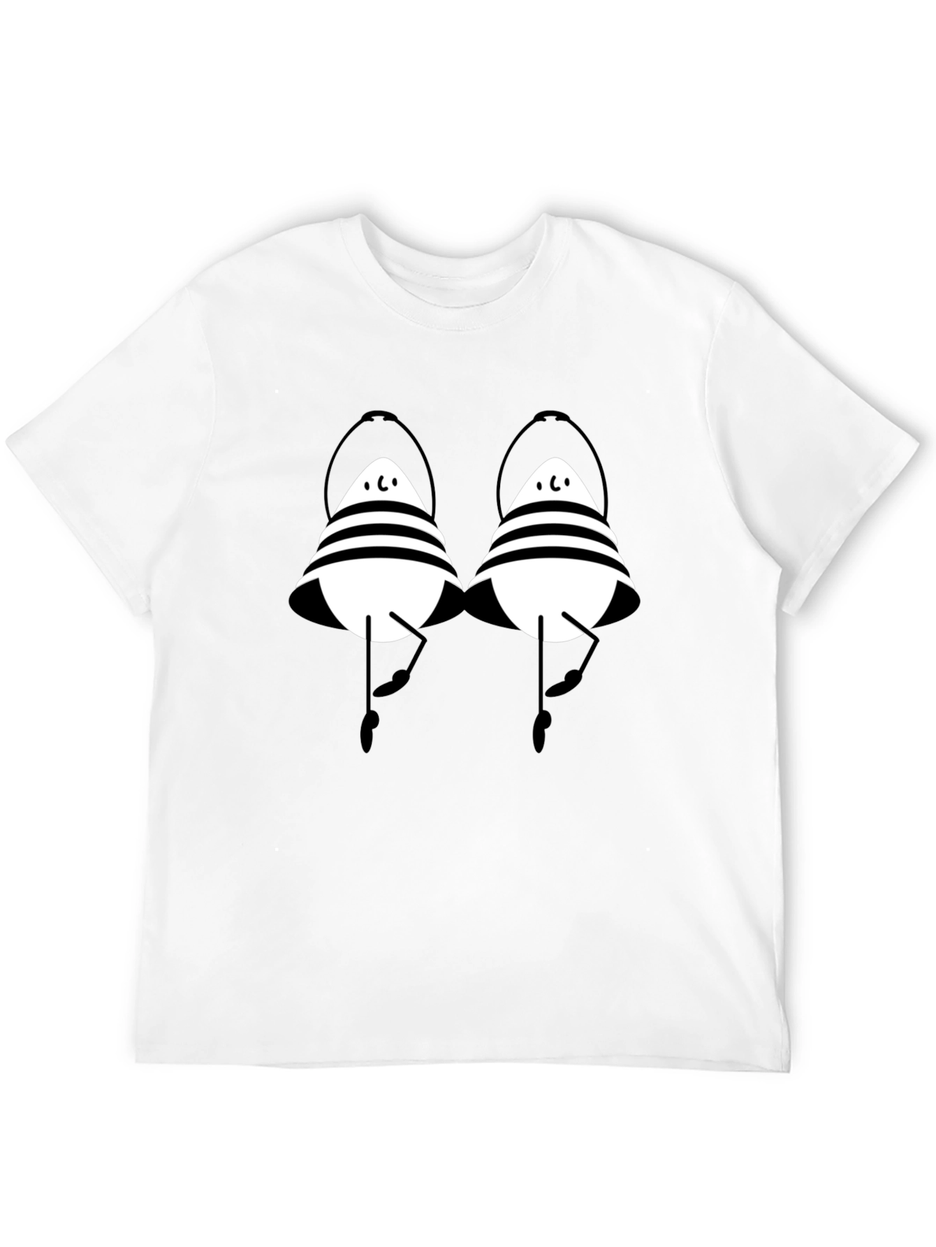 Striped Cartoon Character Black T-Shirt