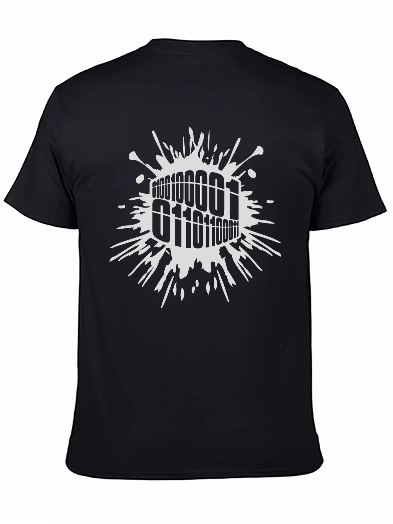Binary Code Graphic Tee - Modern Black T-Shirt