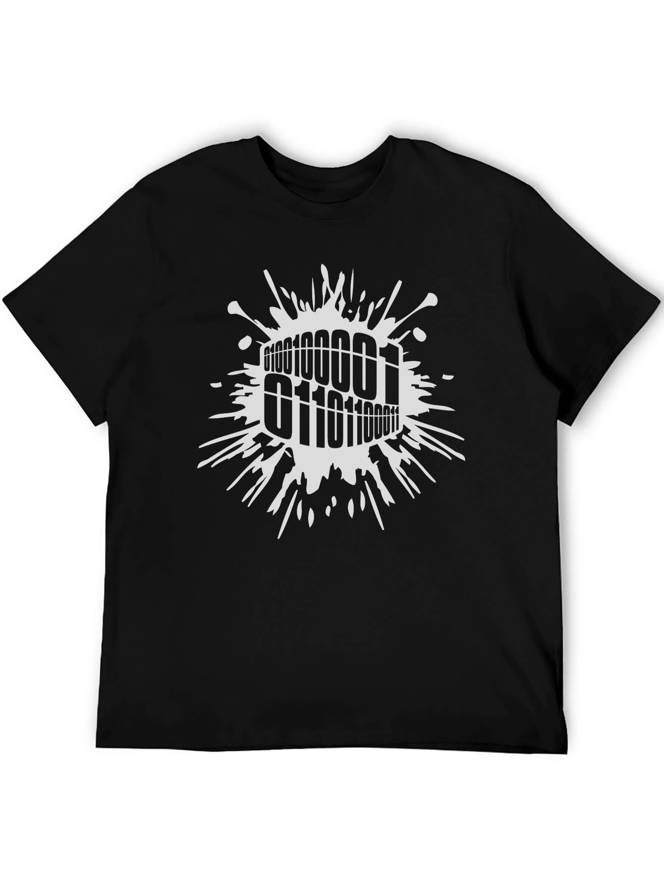 Binary Code Graphic Tee - Modern Black T-Shirt