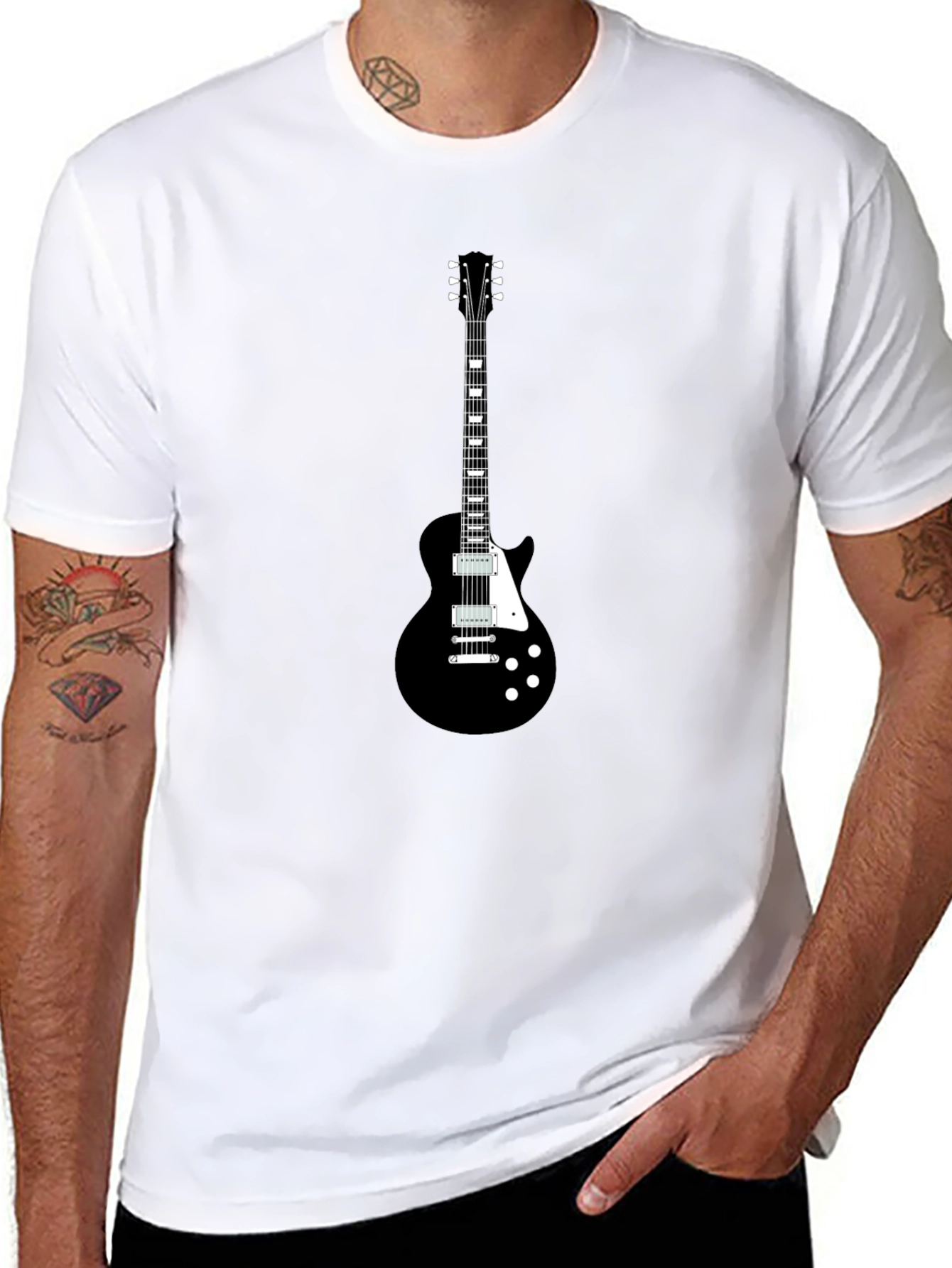 Black Guitar T-Shirt - Rock & Roll Style