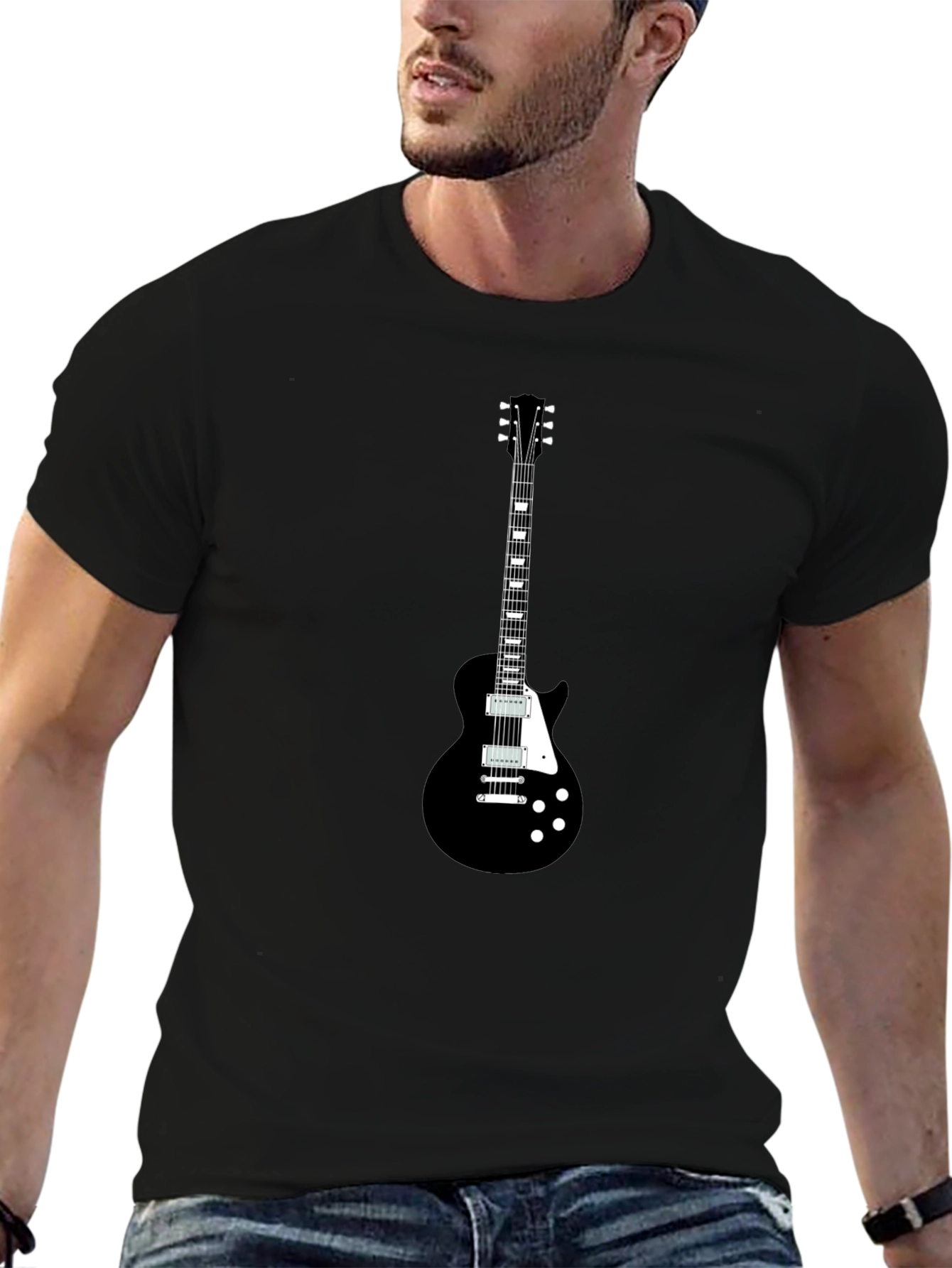 Black Guitar T-Shirt - Rock & Roll Style