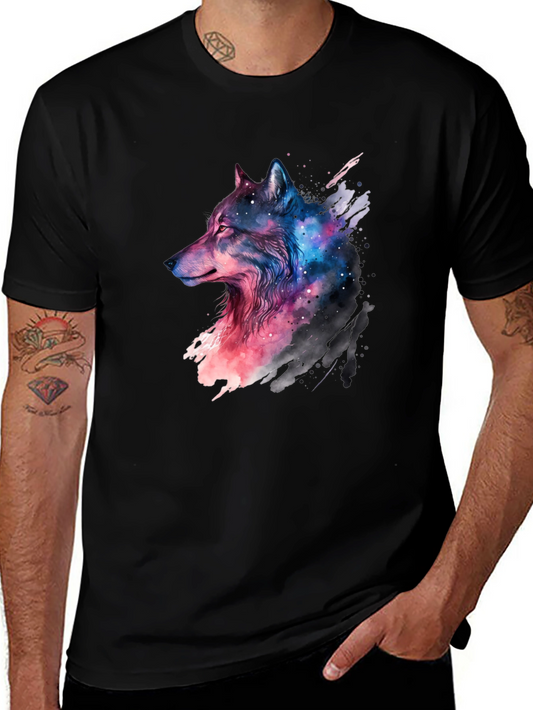 Galaxy Wolf Graphic Black T-Shirt