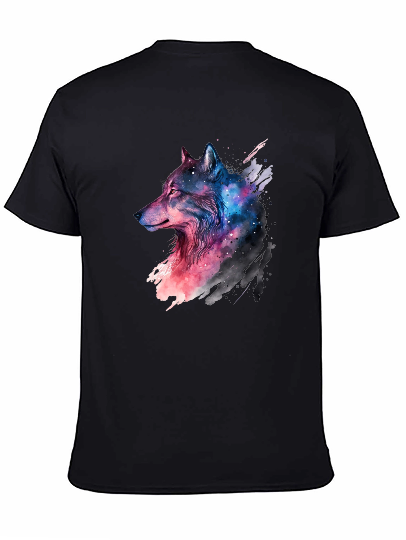Galaxy Wolf Graphic Black T-Shirt