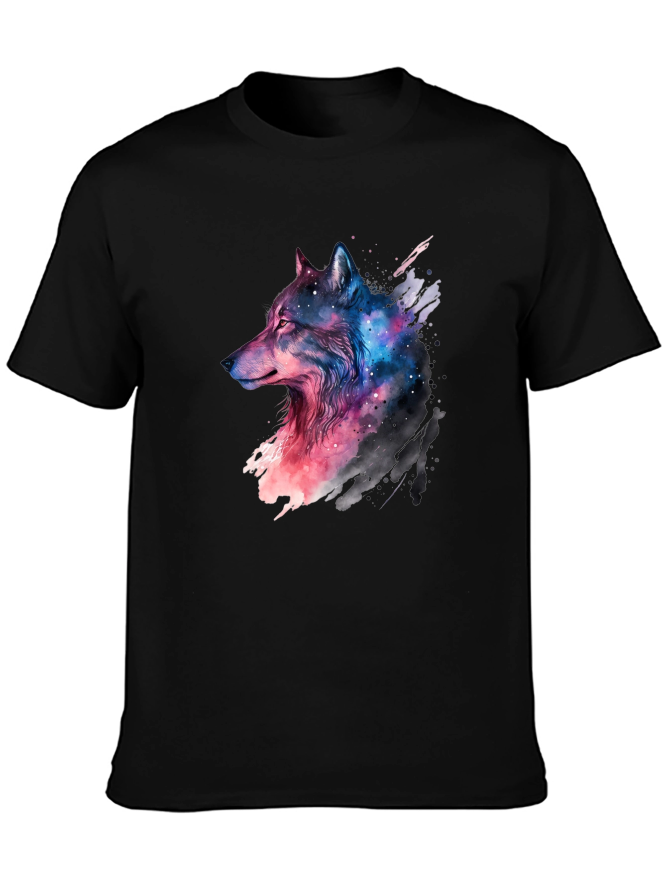 Galaxy Wolf Graphic Black T-Shirt