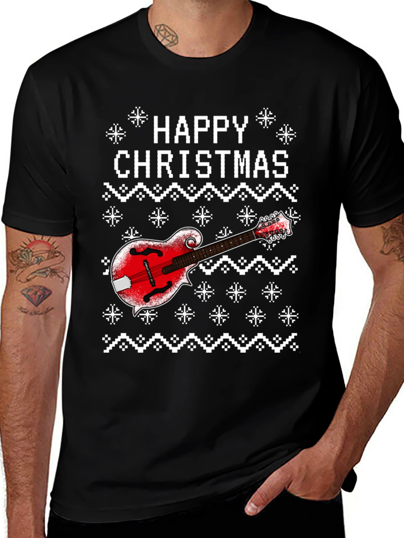Happy Christmas Mandolin Ugly Sweater T-Shirt