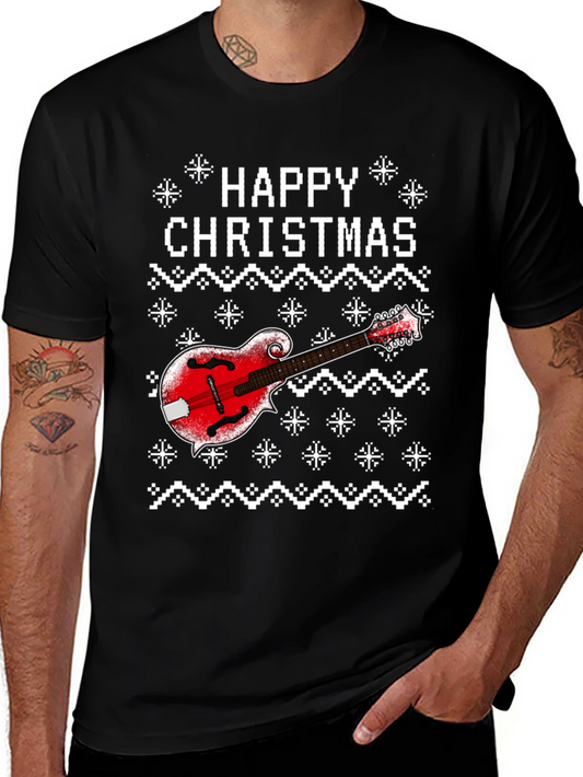 Happy Christmas Mandolin Ugly Sweater T-Shirt