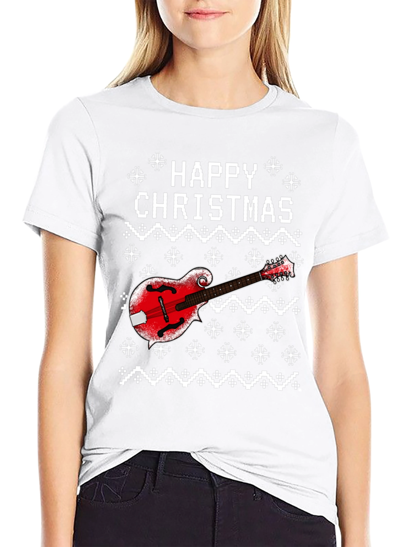 Happy Christmas Mandolin Ugly Sweater T-Shirt