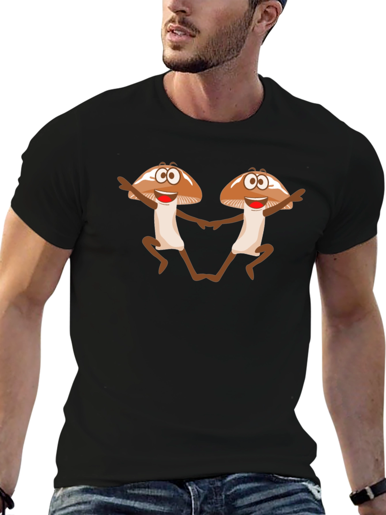 Funky Mushroom Dance Black T-Shirt